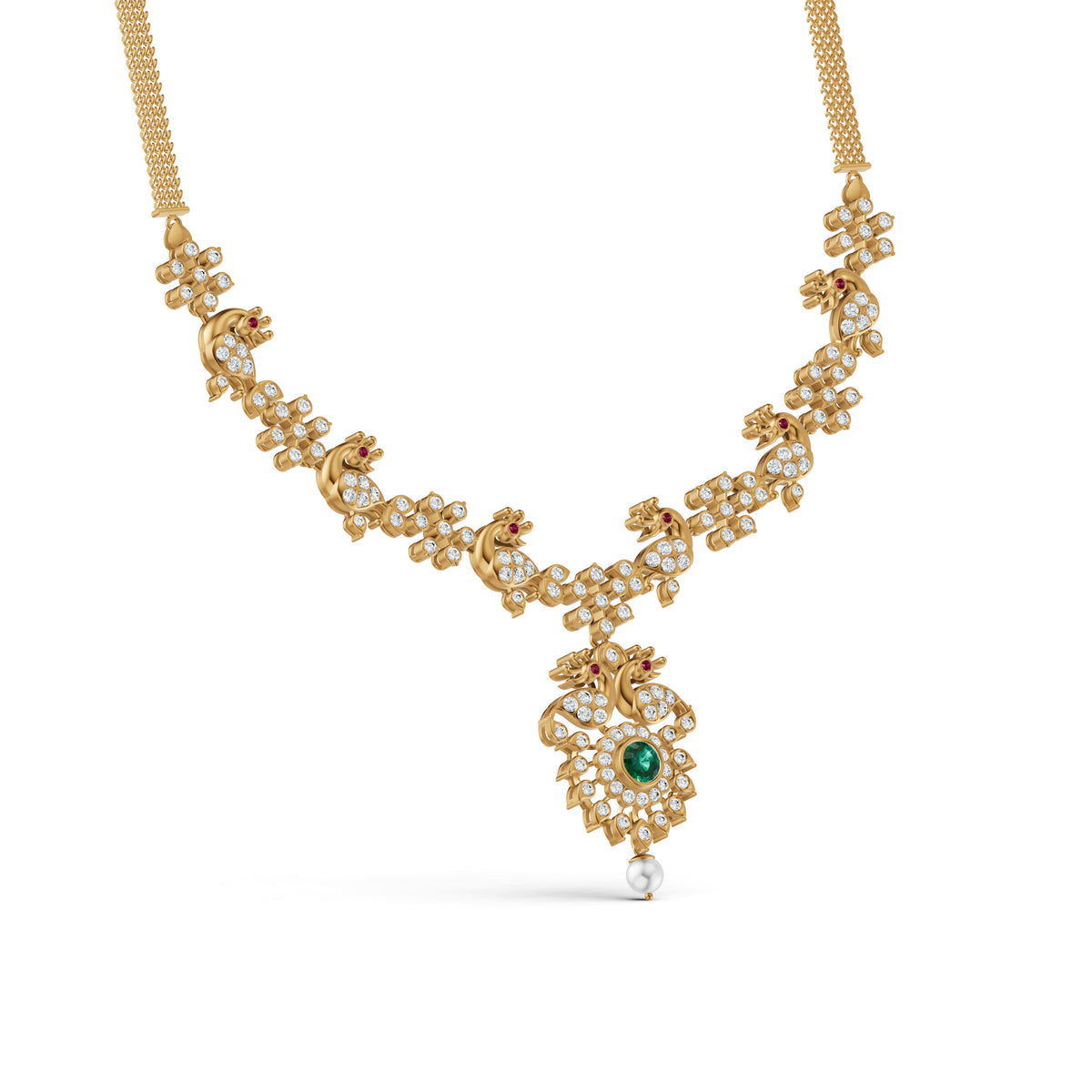 Regal Peacock Diamond Necklace