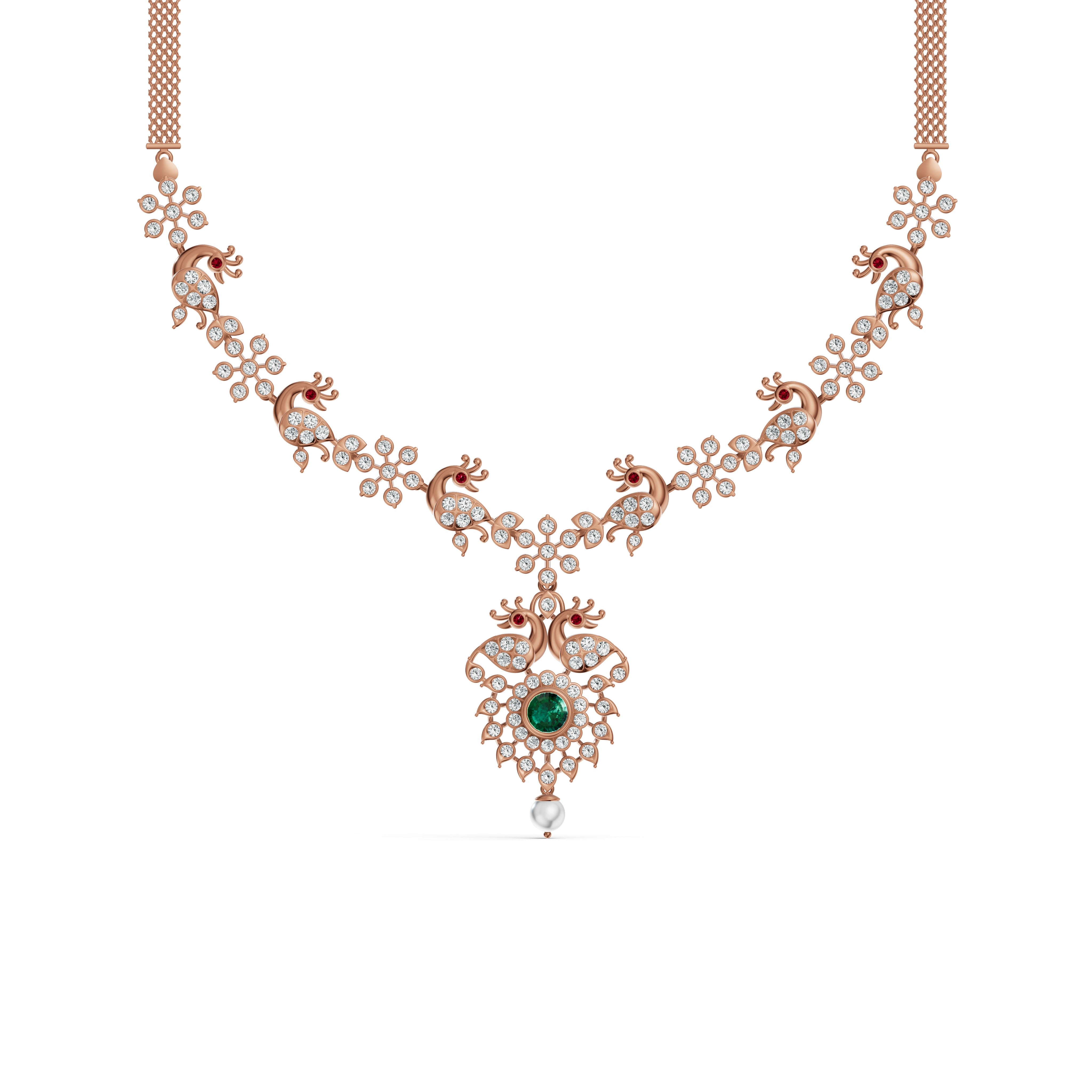 Regal Peacock Diamond Necklace