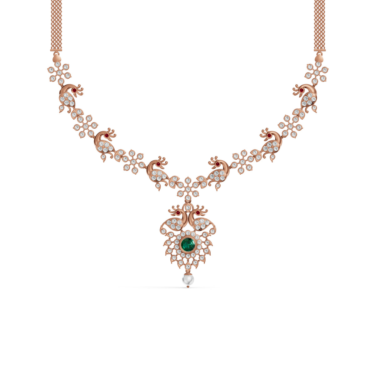 Regal Peacock Diamond Necklace