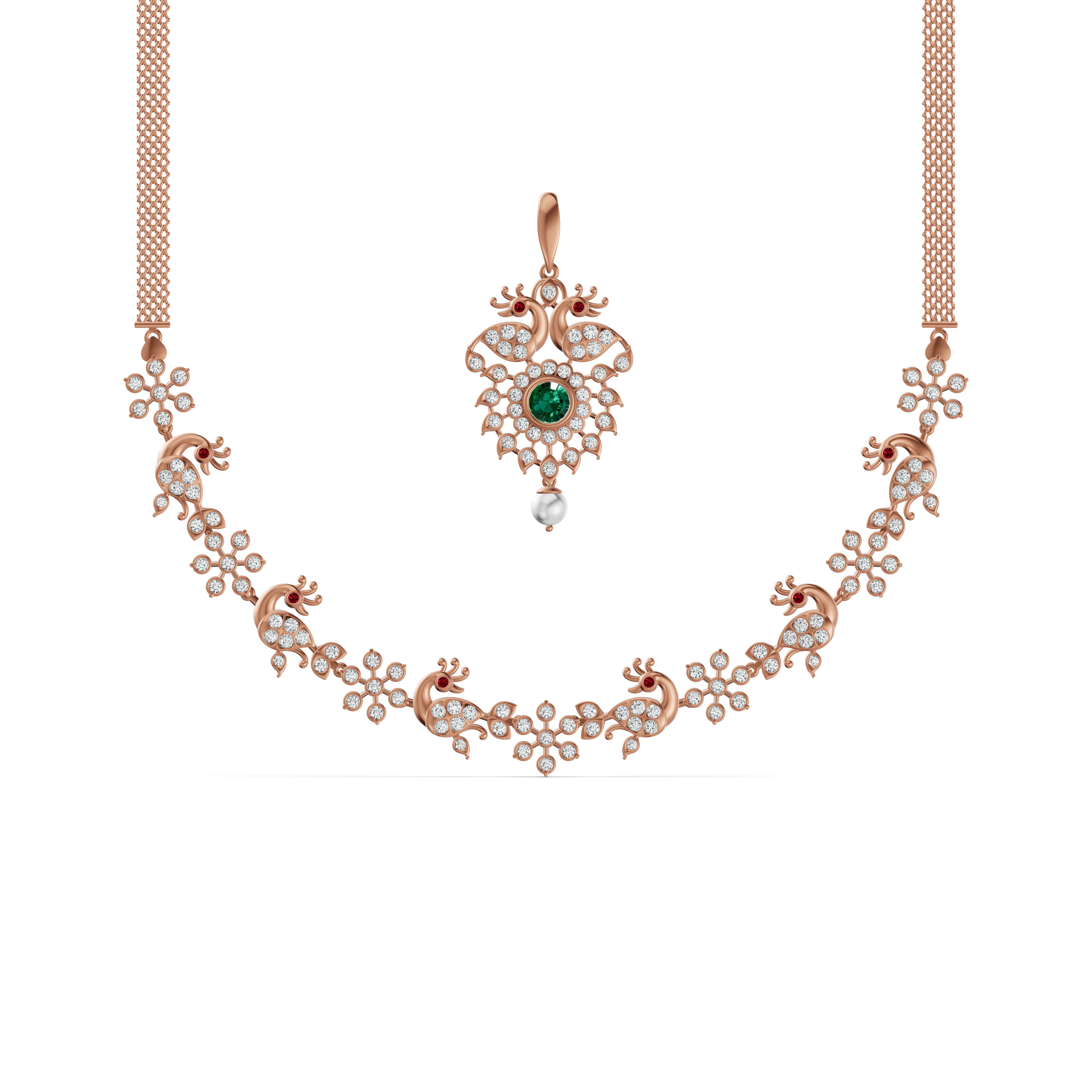 Regal Peacock Diamond Necklace