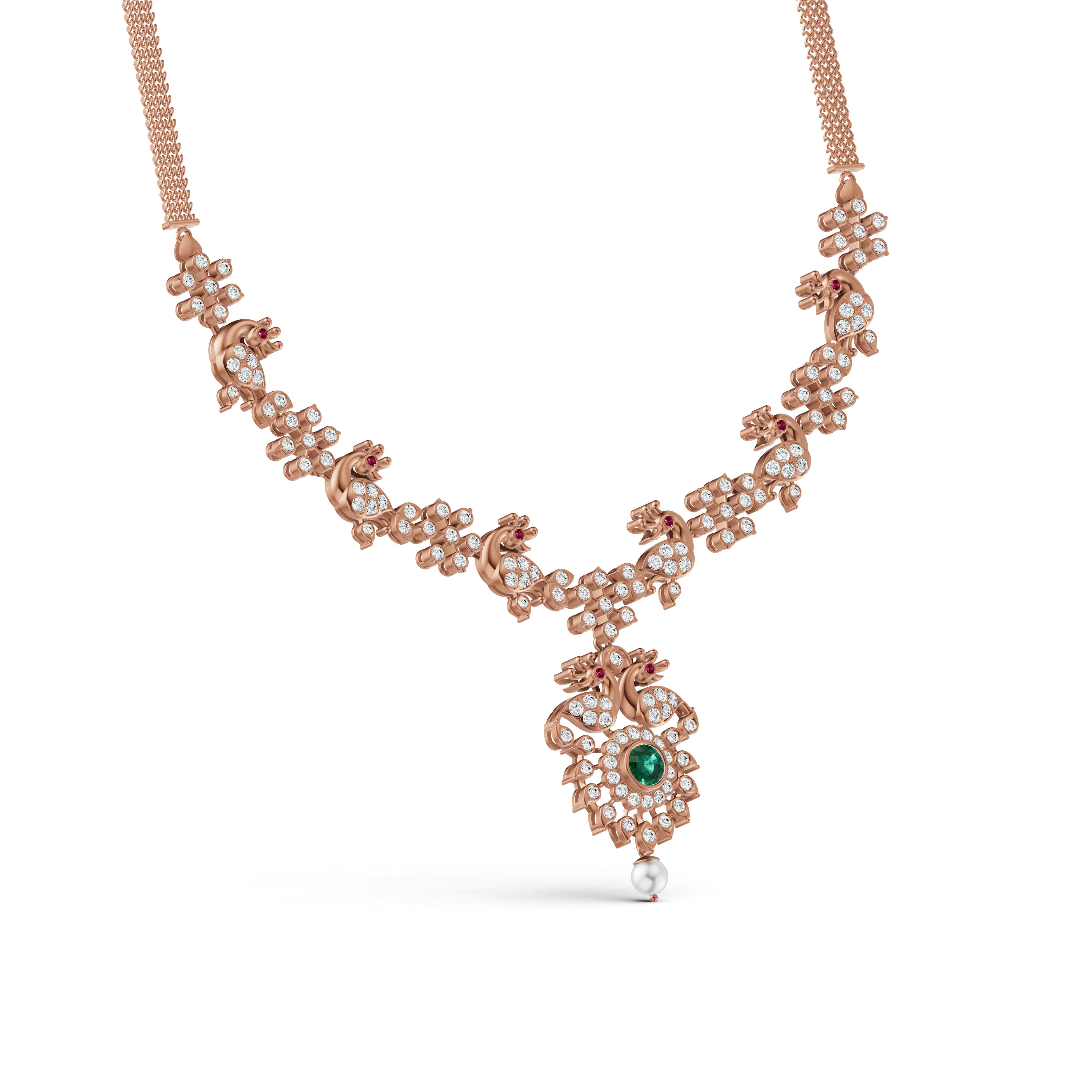 Regal Peacock Diamond Necklace