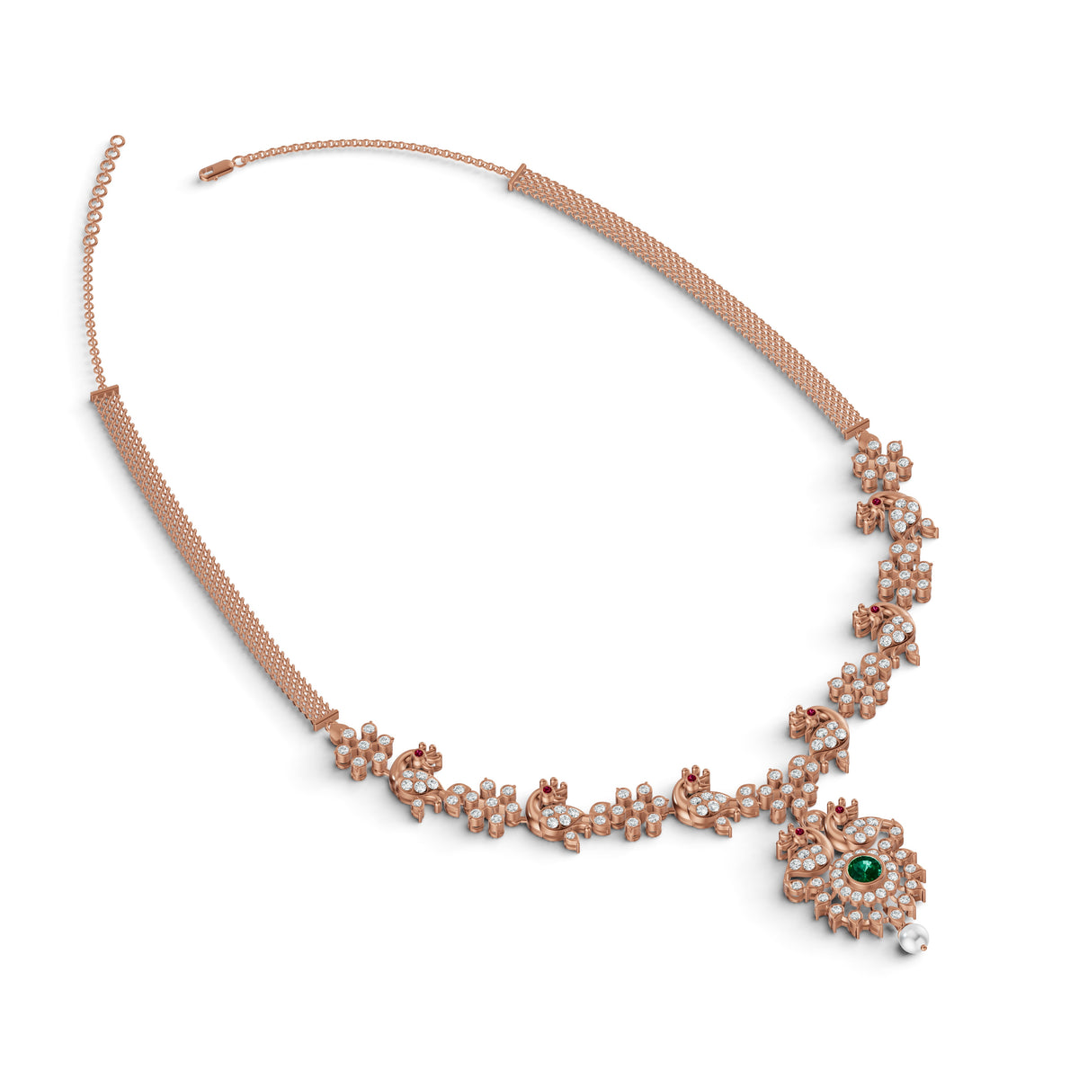 Regal Peacock Diamond Necklace