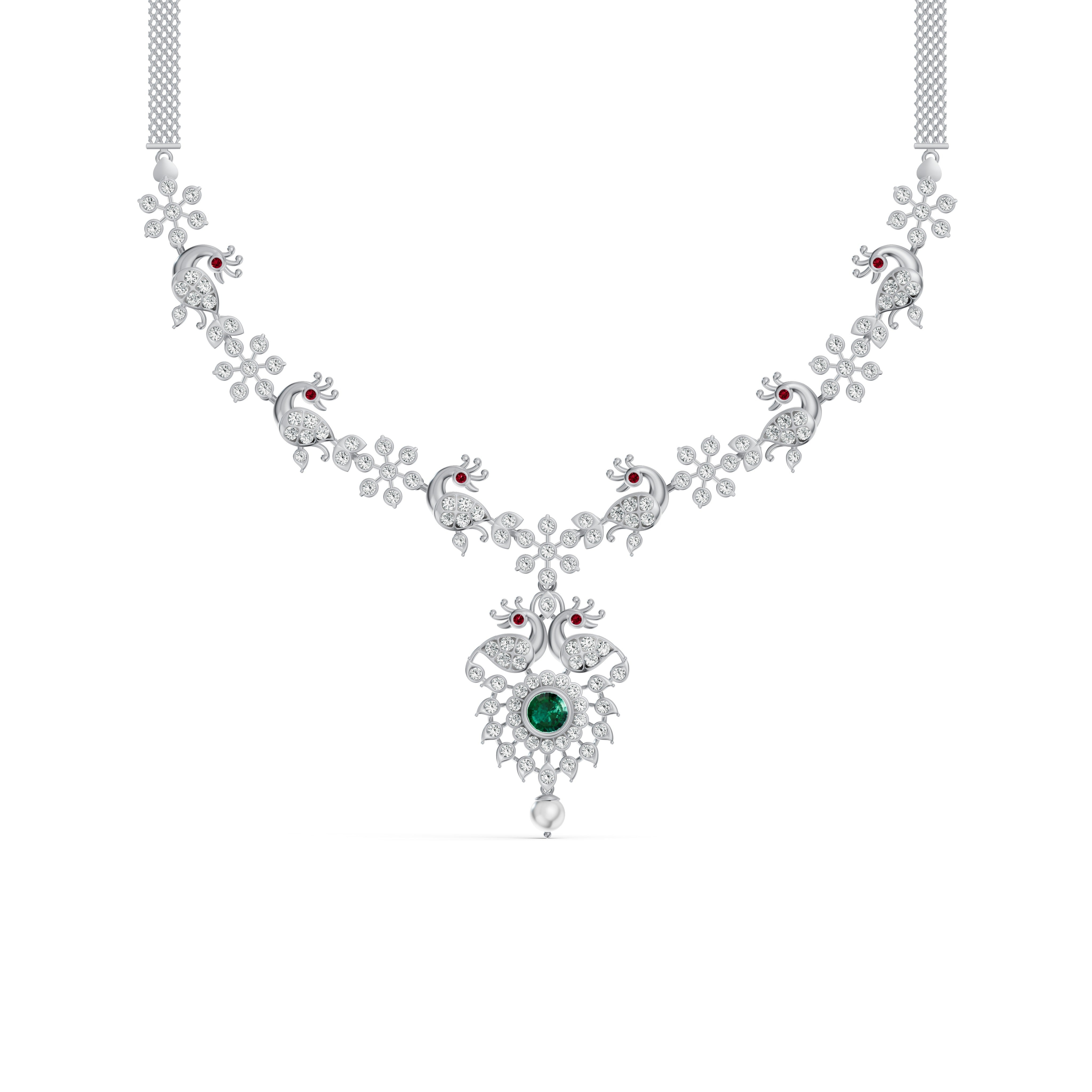Regal Peacock Diamond Necklace