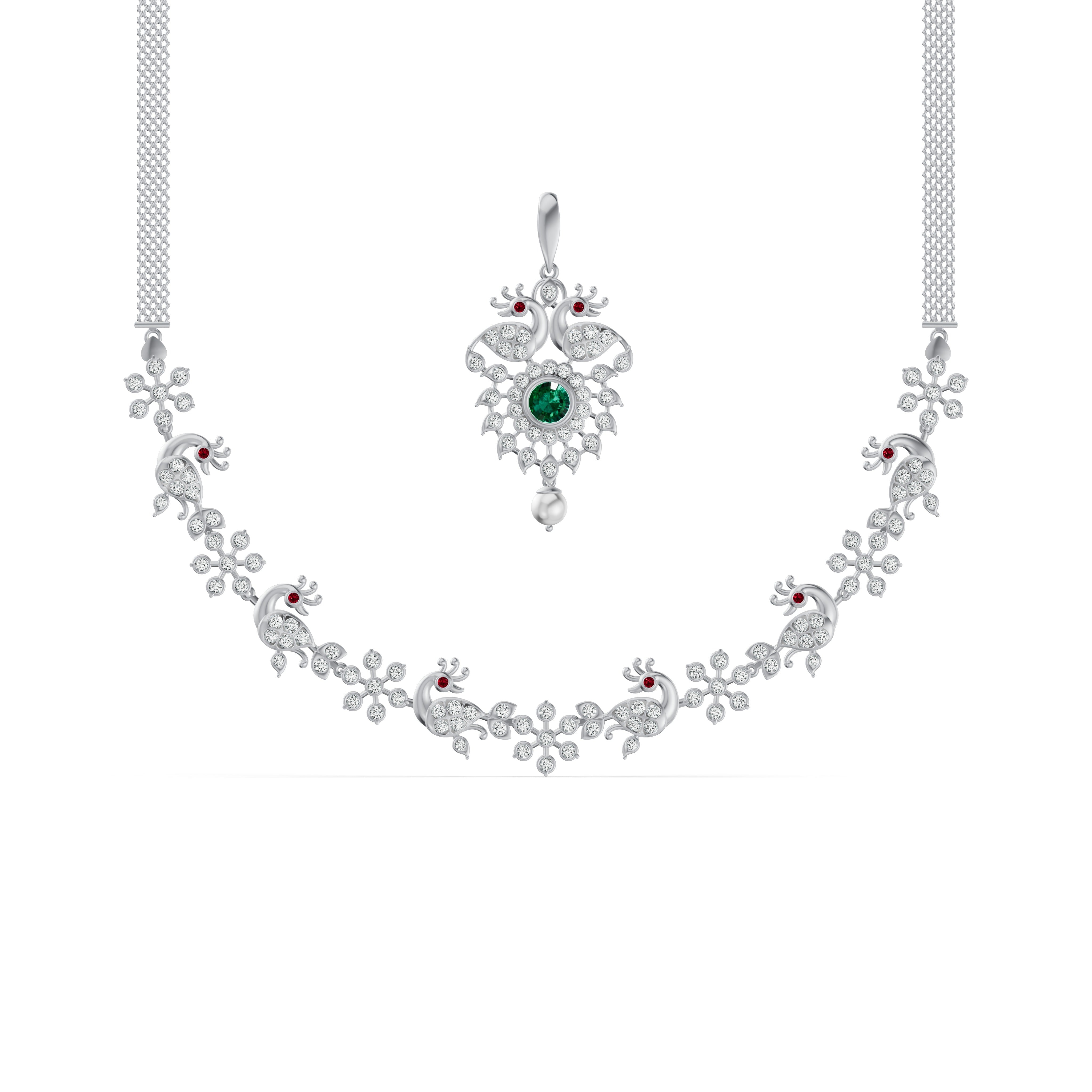 Regal Peacock Diamond Necklace