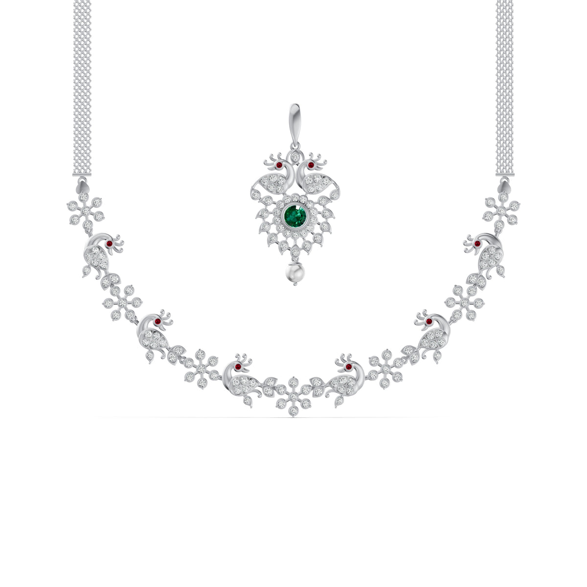 Regal Peacock Diamond Necklace