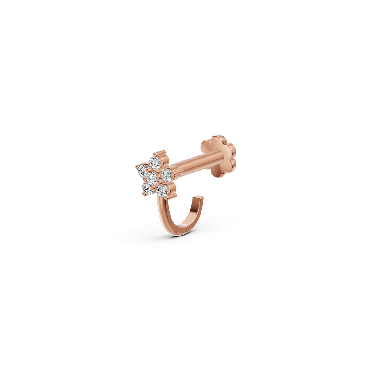 Floral J-Type Diamond Nosepin