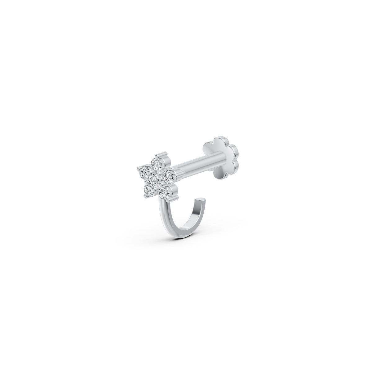 Floral J-Type Diamond Nosepin