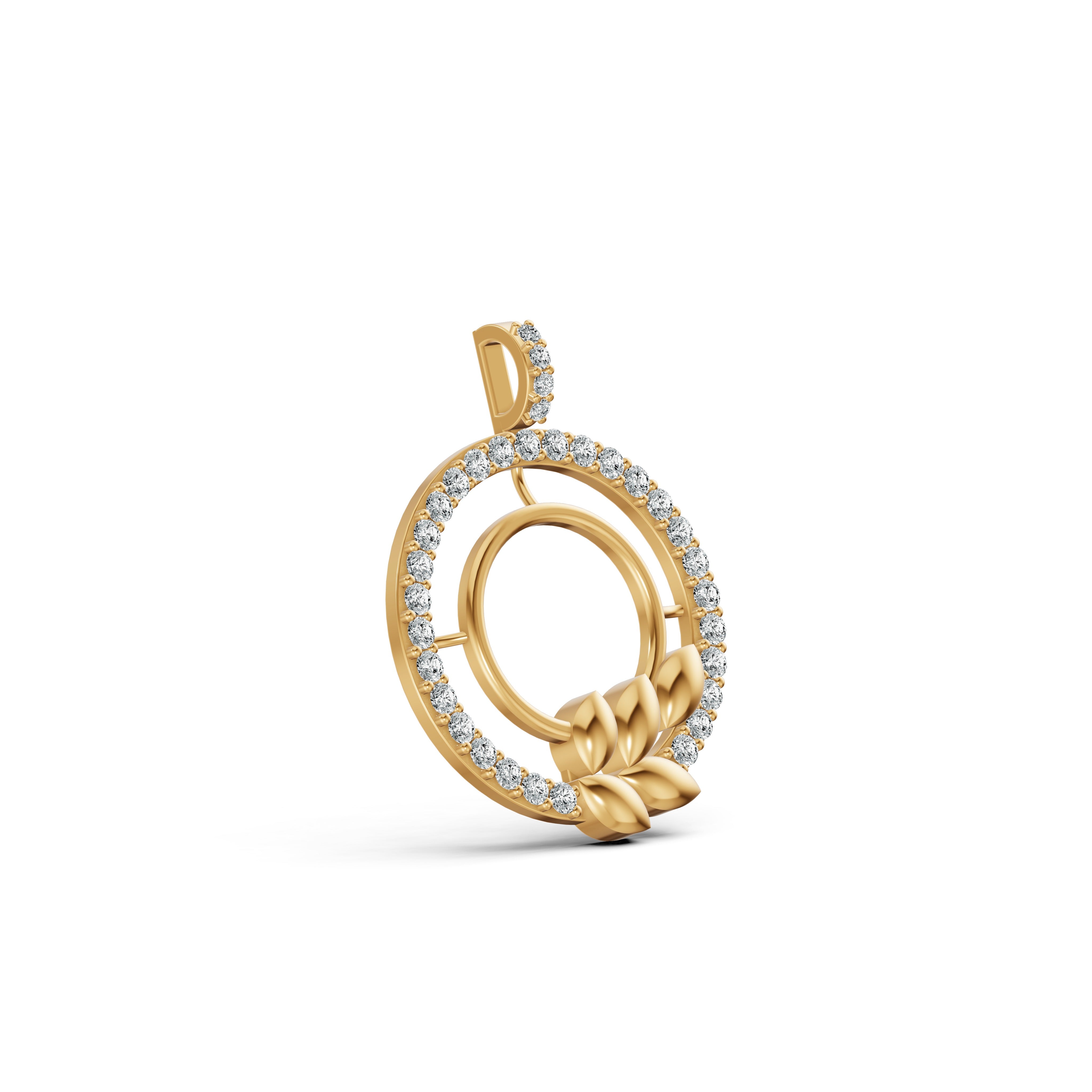 Ethereal Leaf Halo Diamond Pendant