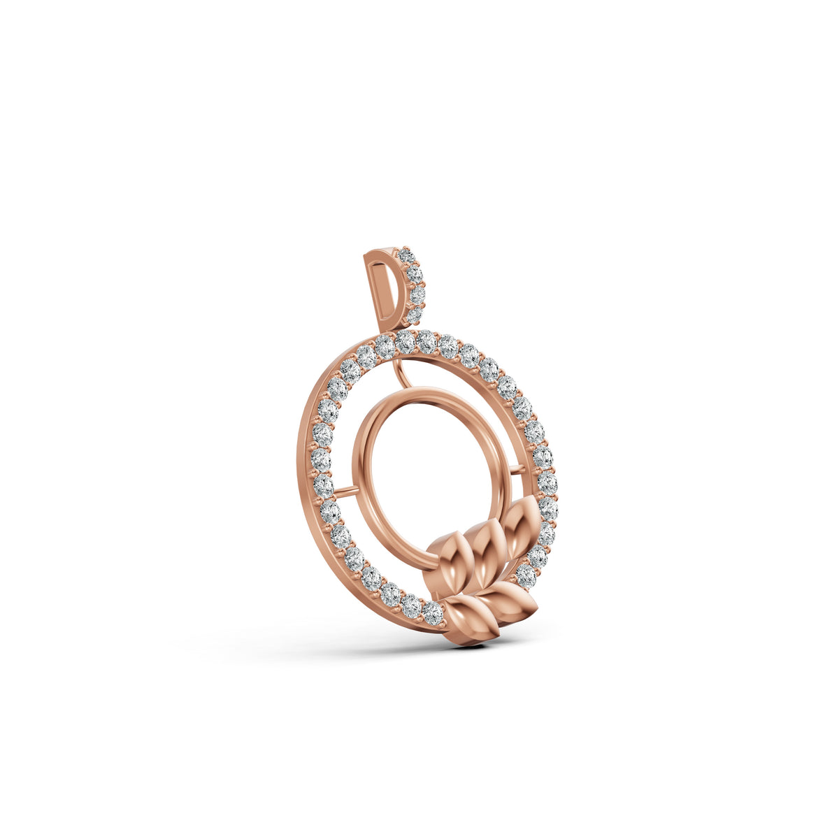 Ethereal Leaf Halo Diamond Pendant