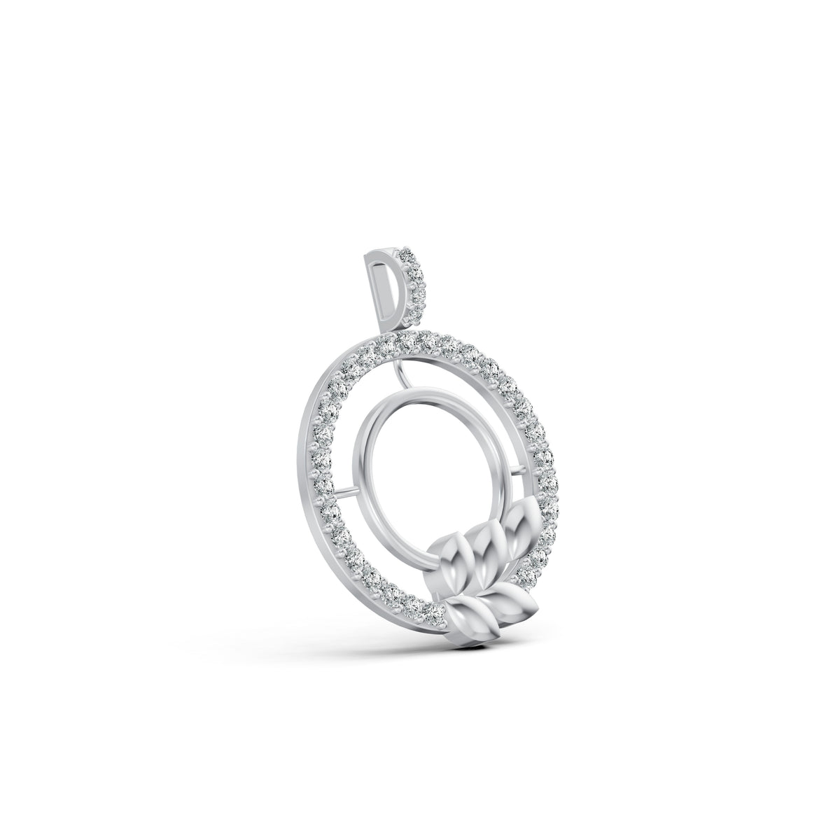 Ethereal Leaf Halo Diamond Pendant
