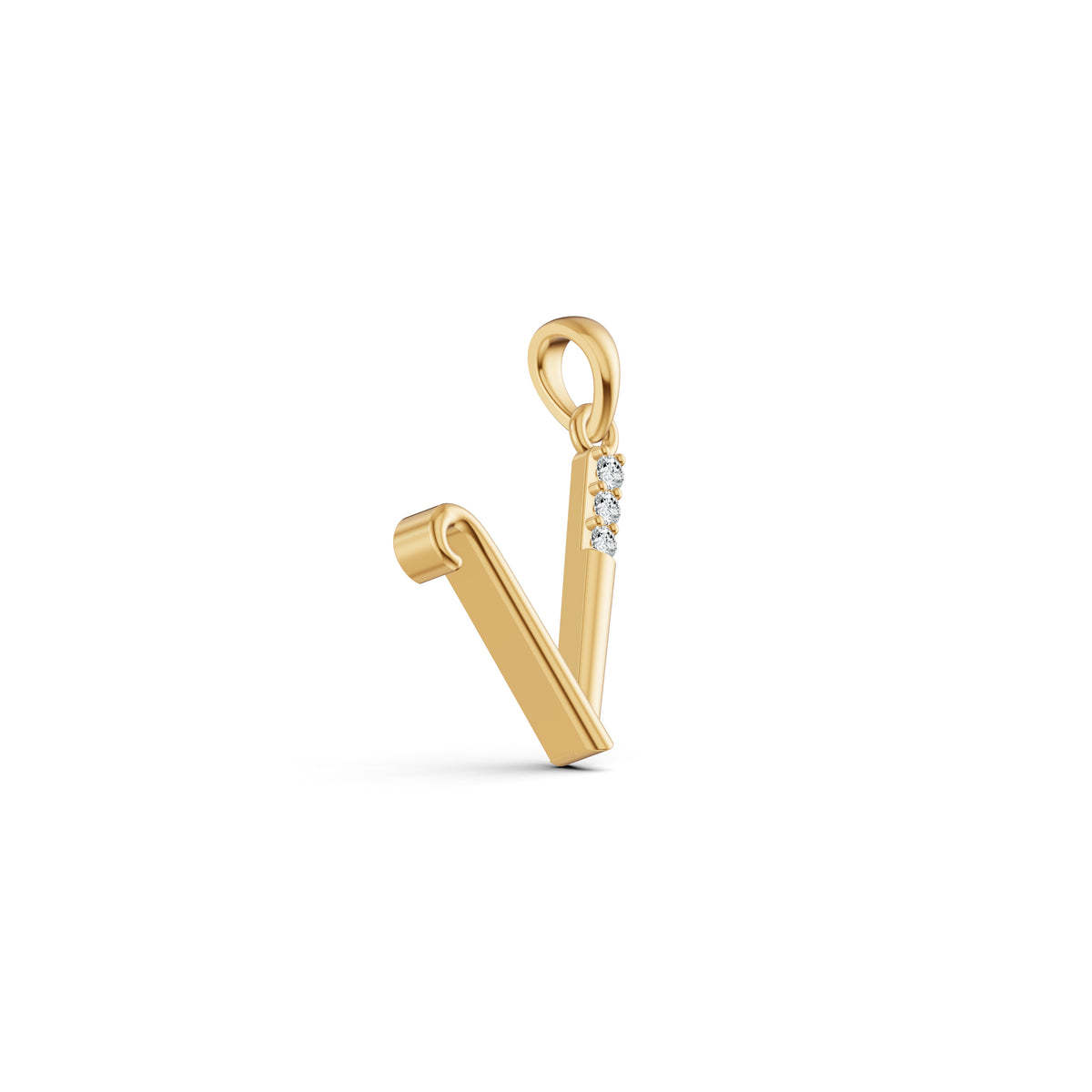 Initial V Diamond Pendant