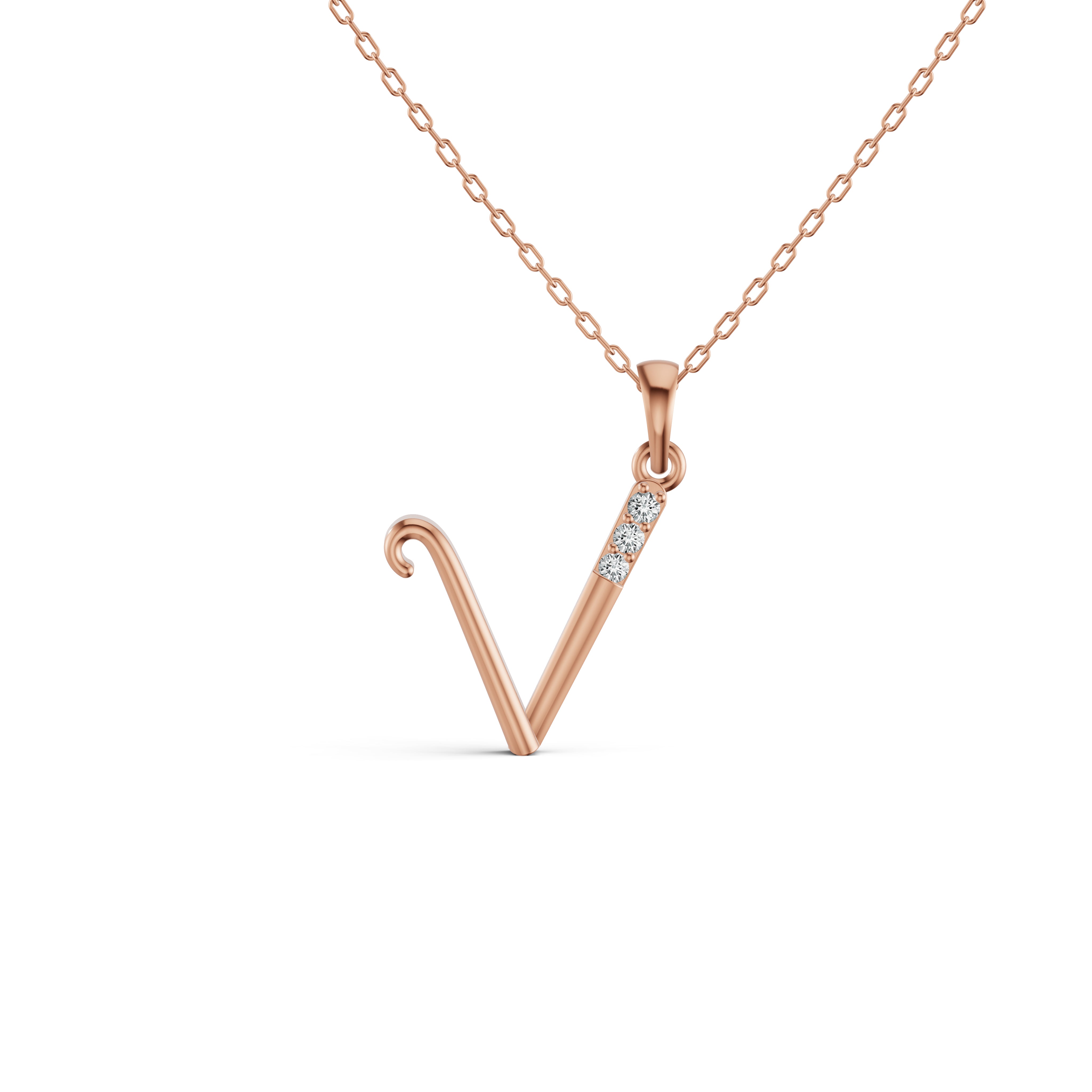 Initial V Diamond Pendant