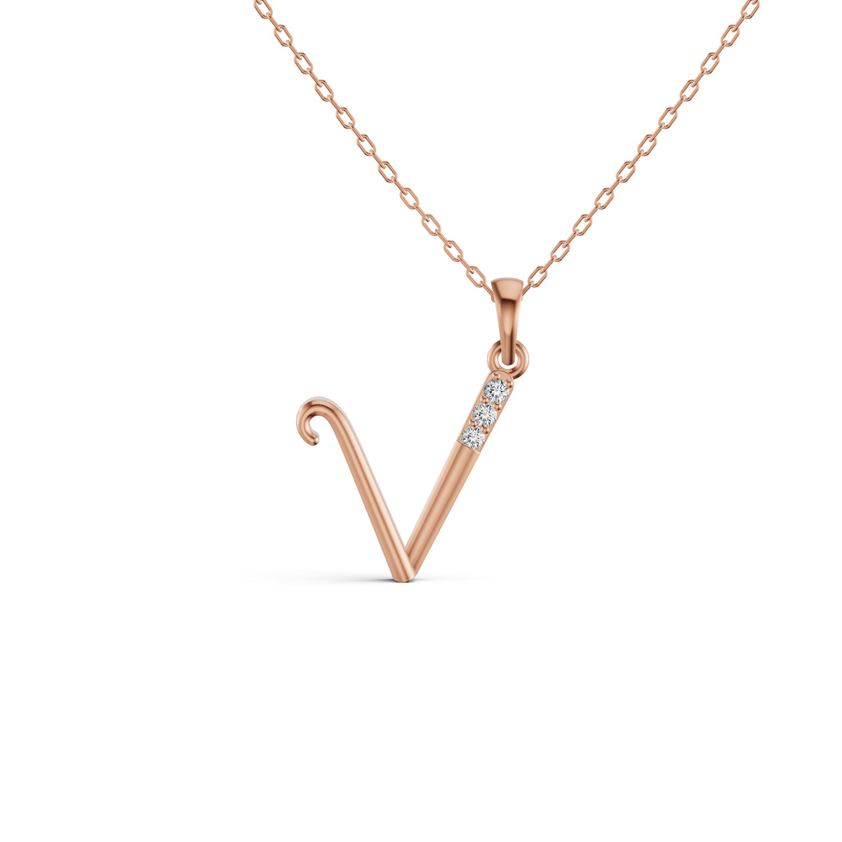 Initial V Diamond Pendant
