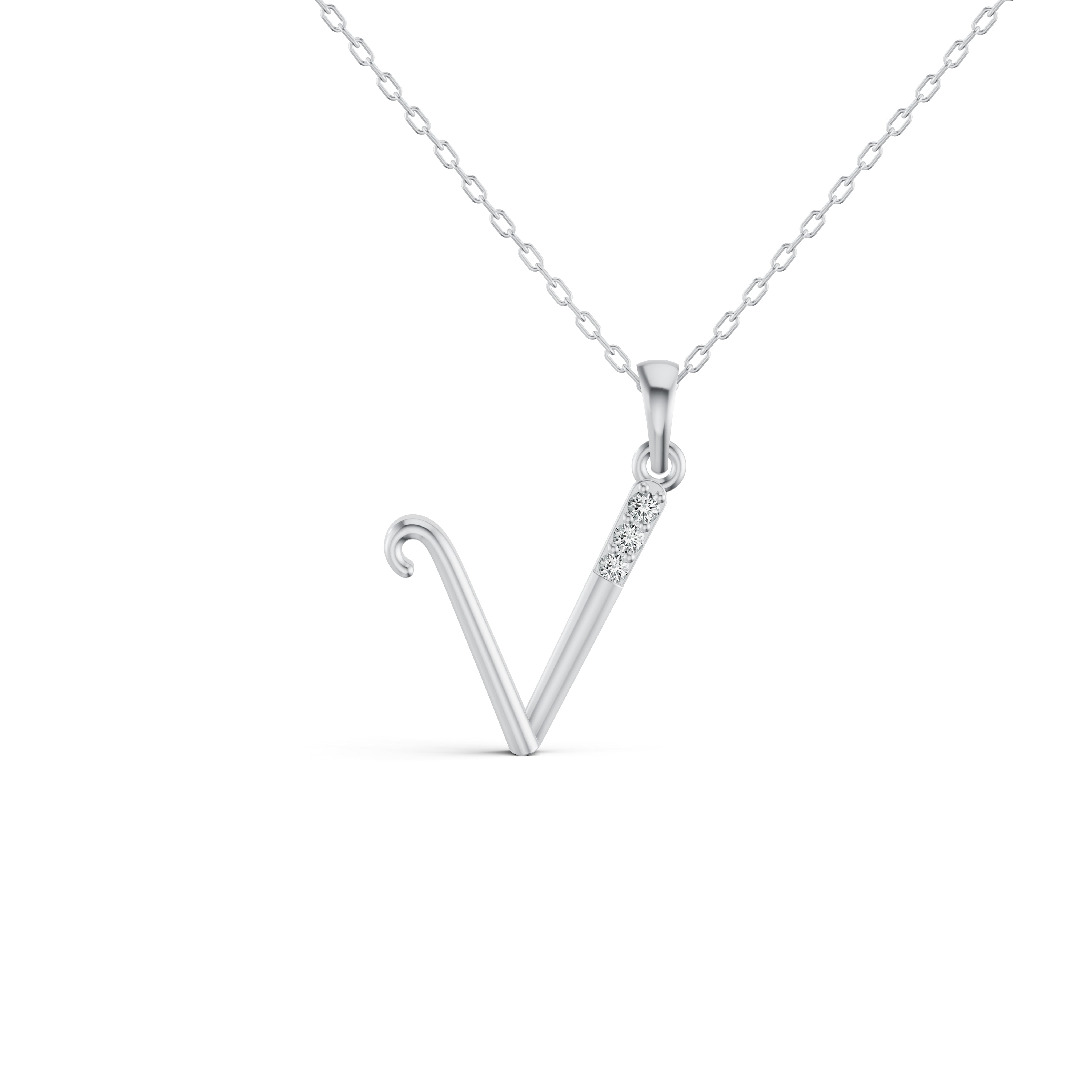Initial V Diamond Pendant
