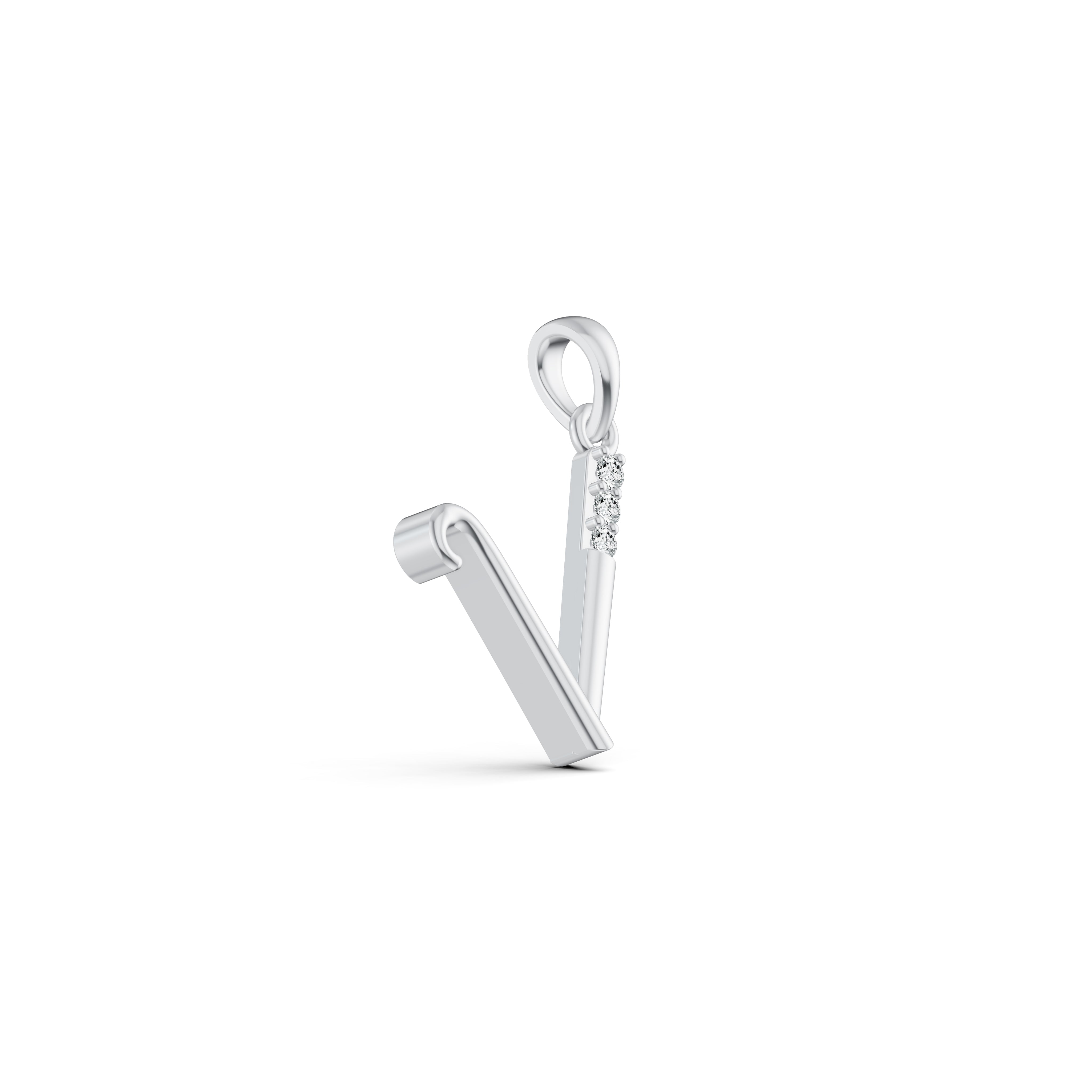 Initial V Diamond Pendant