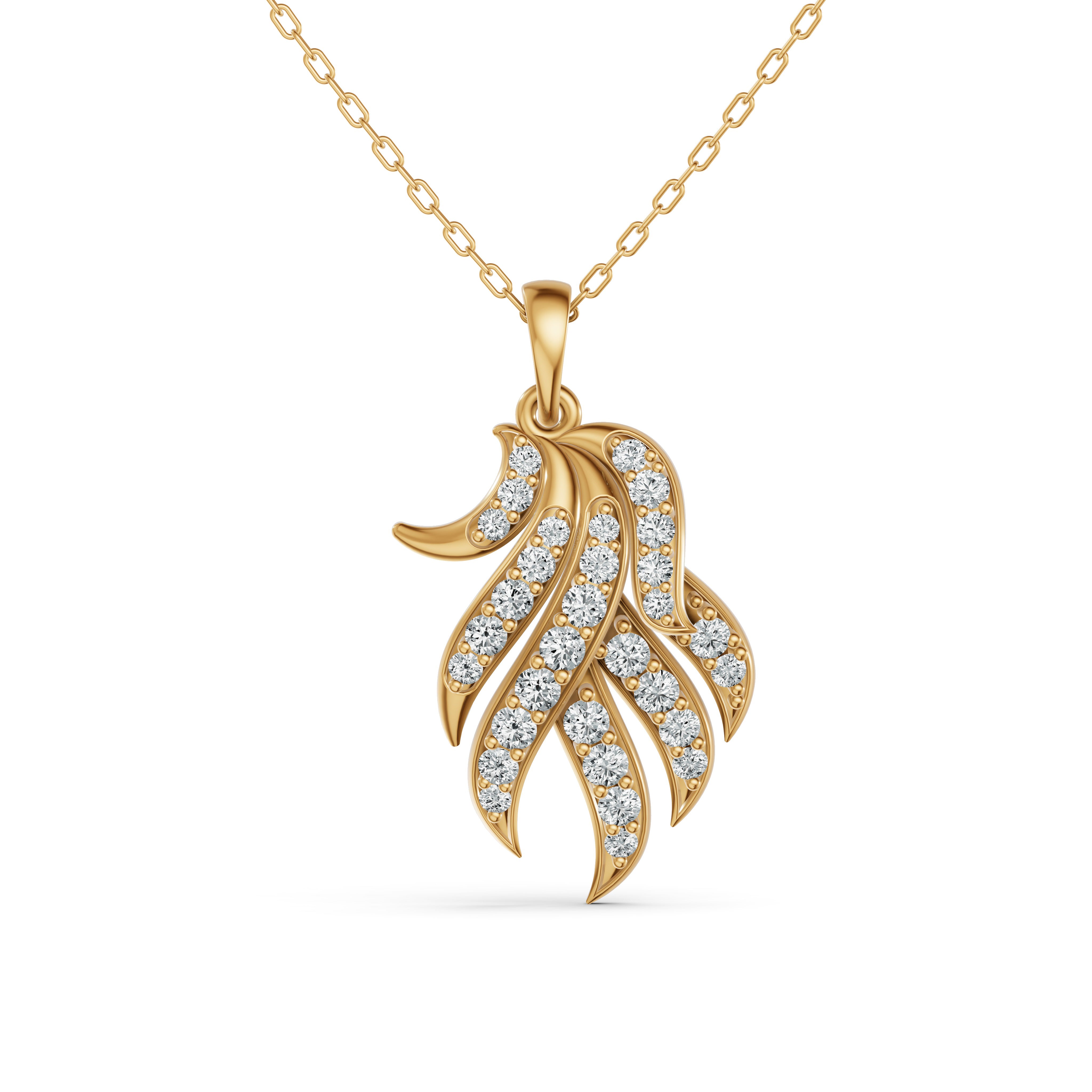 Elegant Diamond Feather Pendant