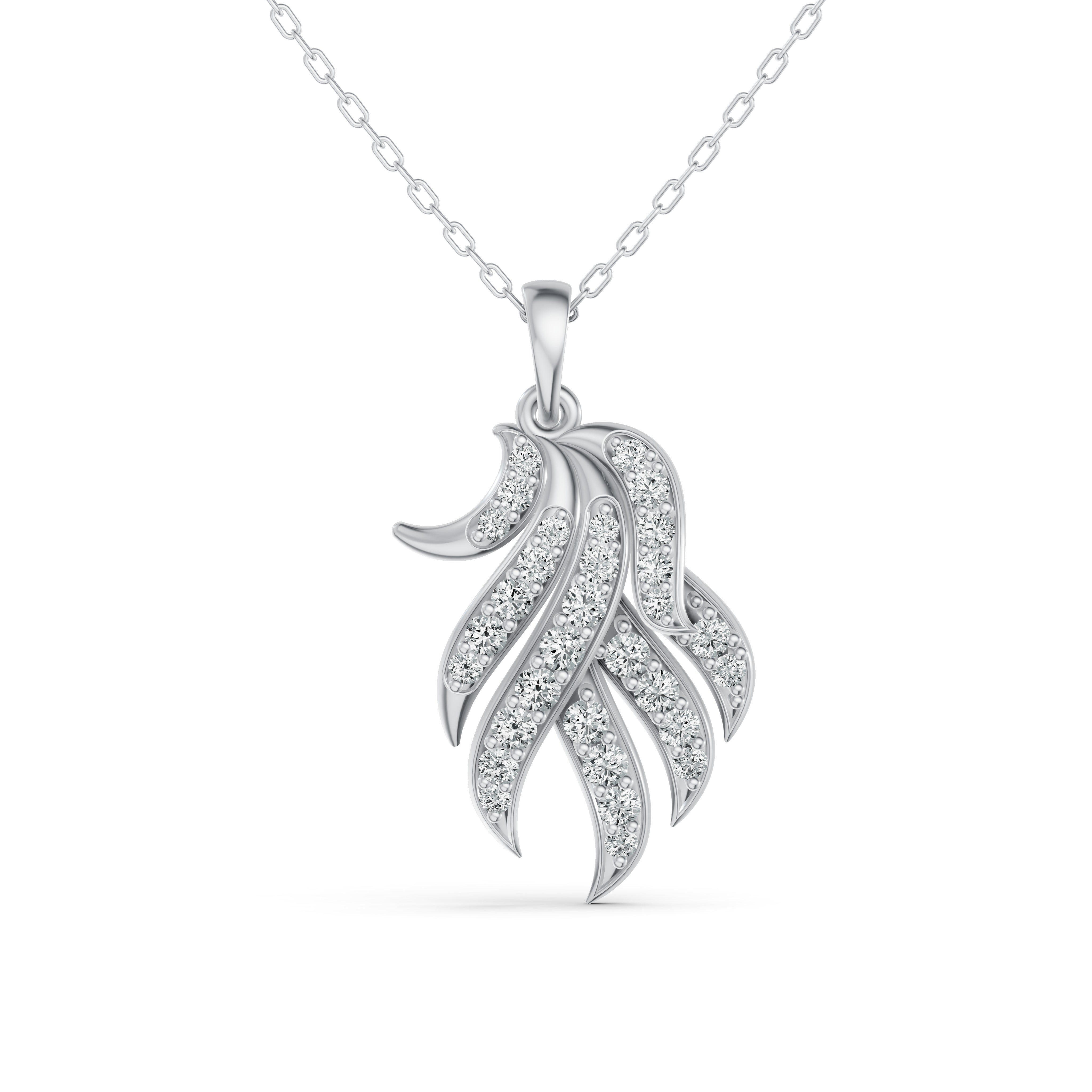 Elegant Diamond Feather Pendant