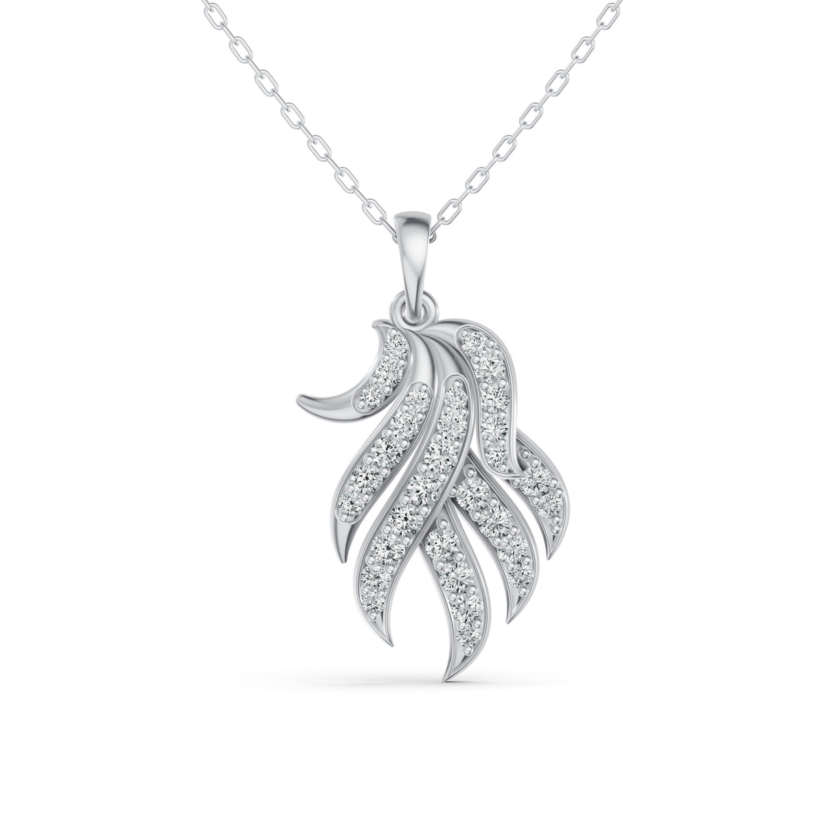 Elegant Diamond Feather Pendant