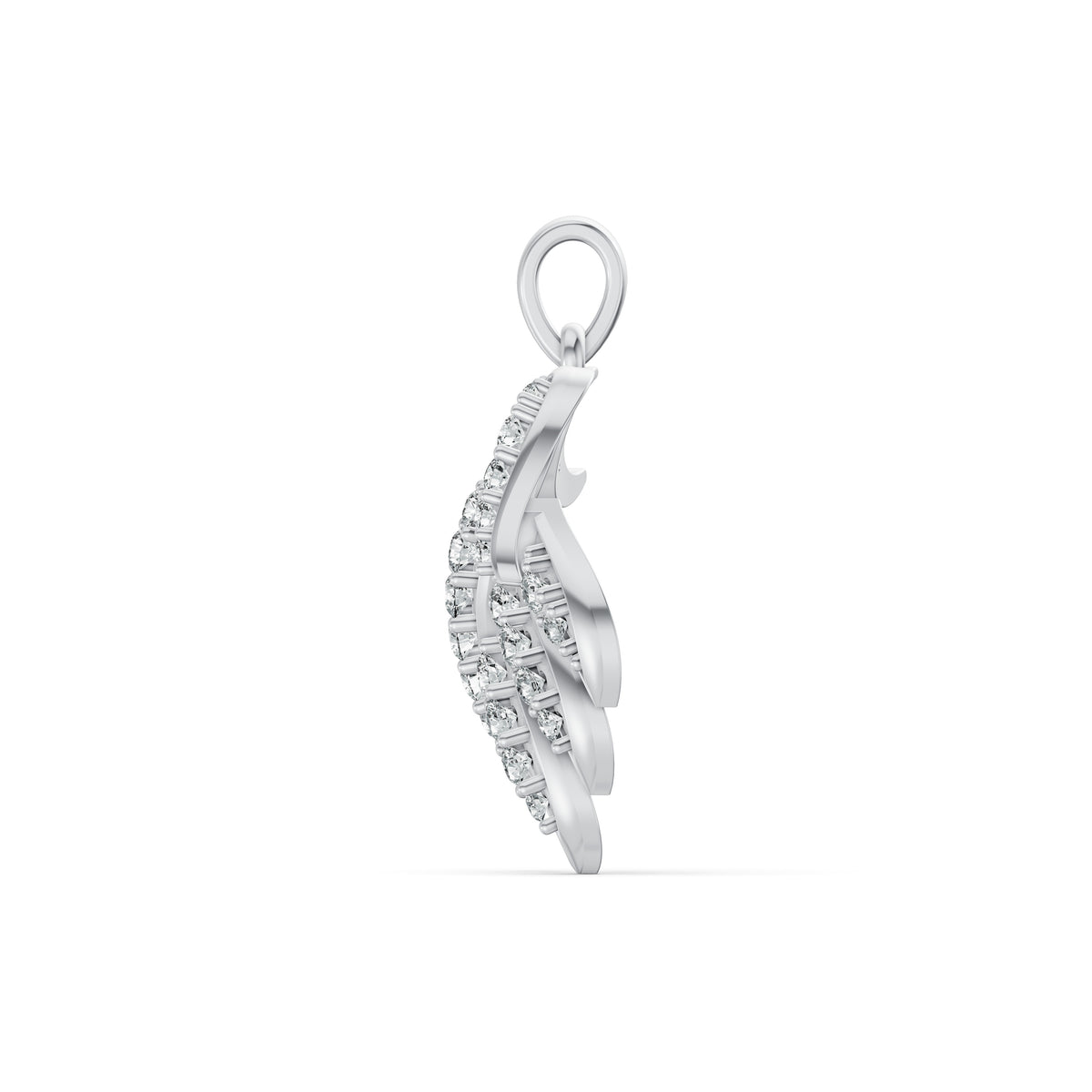Elegant Diamond Feather Pendant