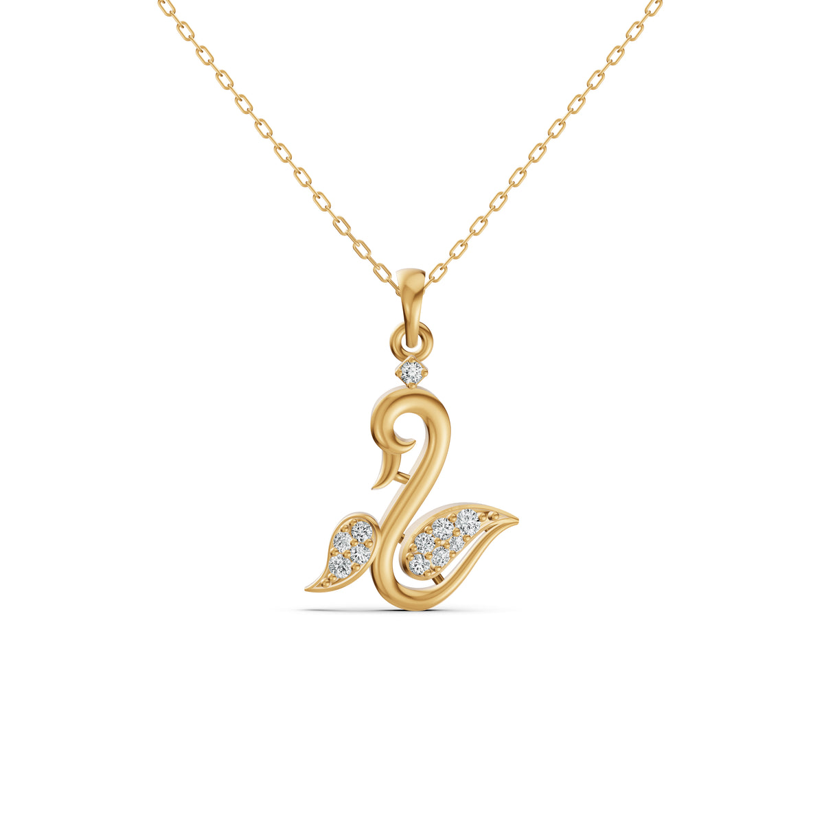 Graceful Swan Diamond Pendant