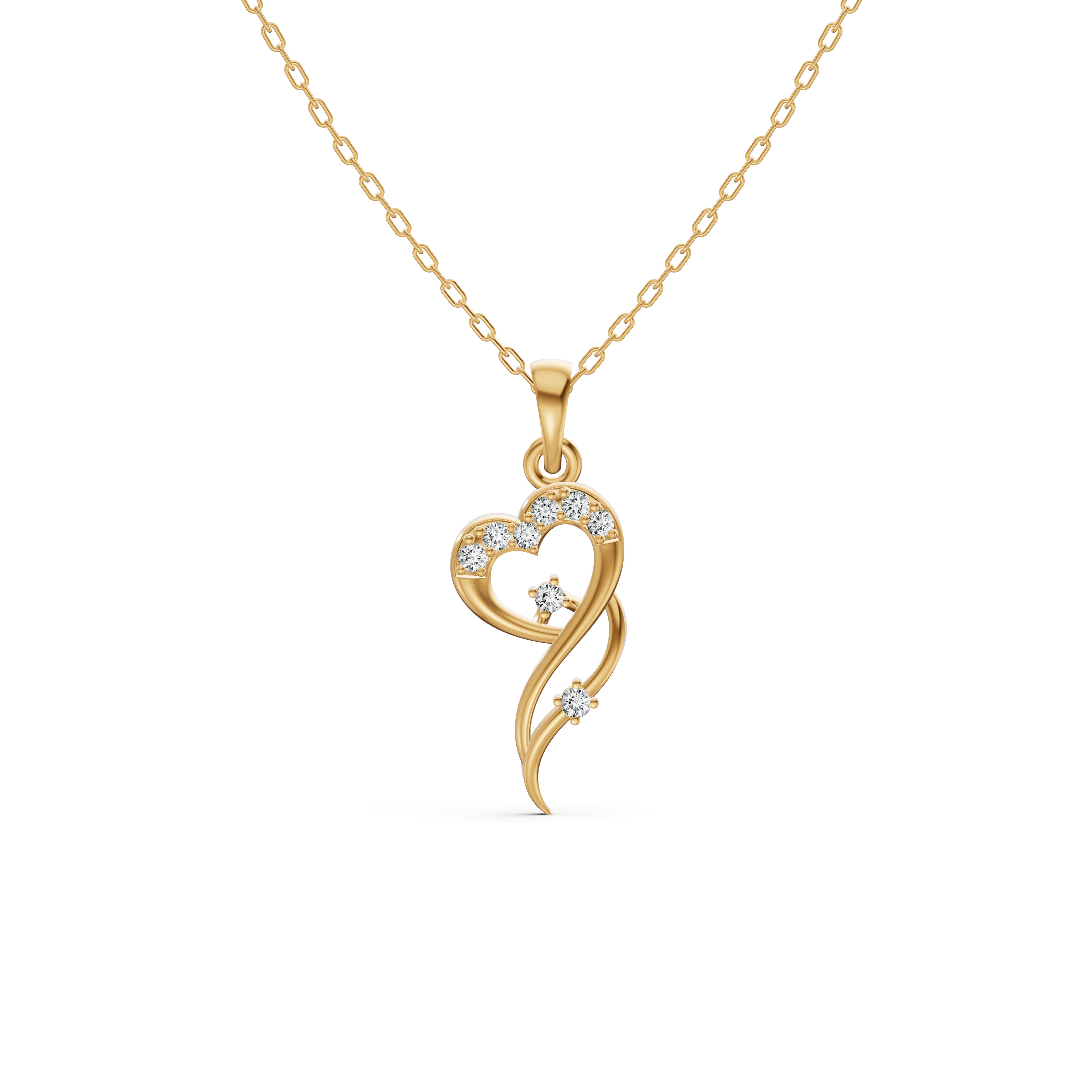 Sculpted Heart Diamond Pendant