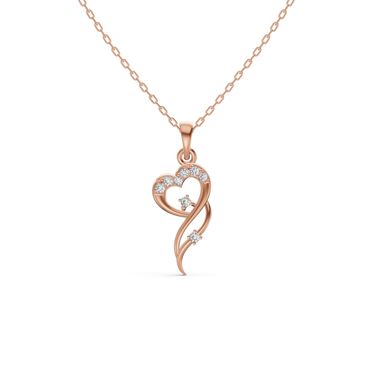 Sculpted Heart Diamond Pendant