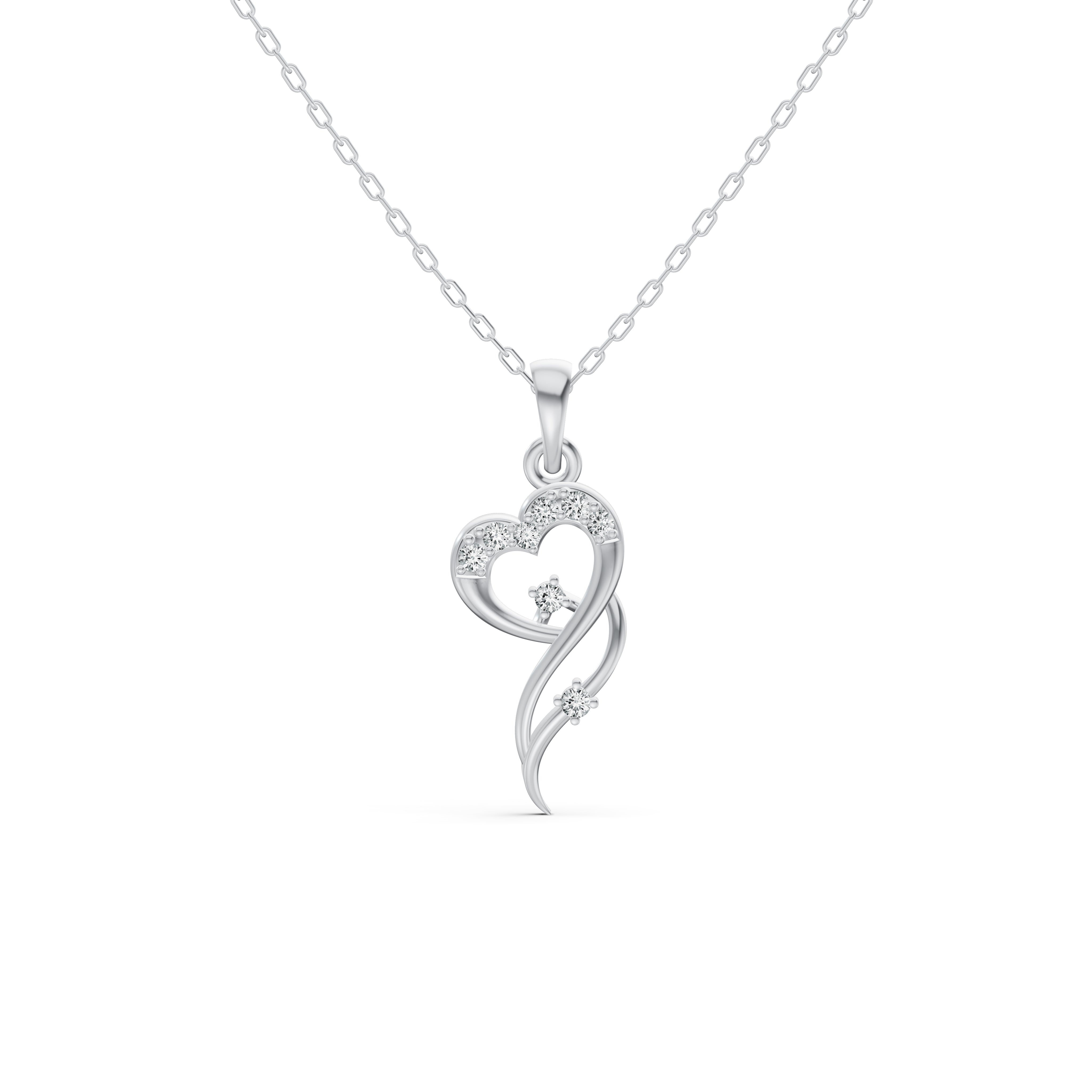 Sculpted Heart Diamond Pendant