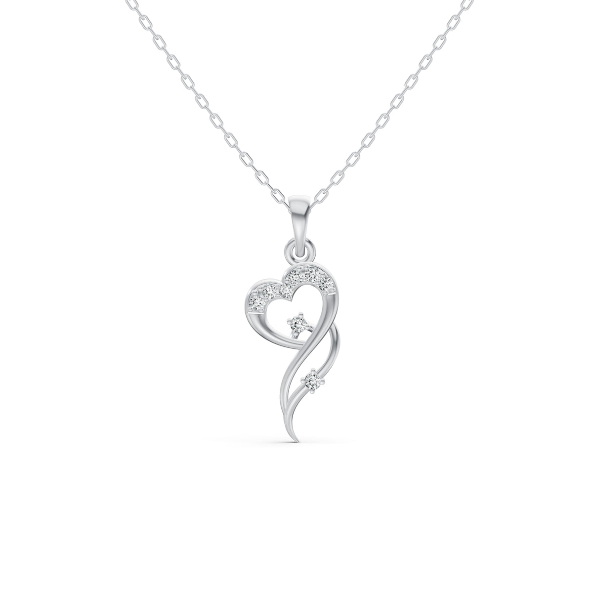 Sculpted Heart Diamond Pendant
