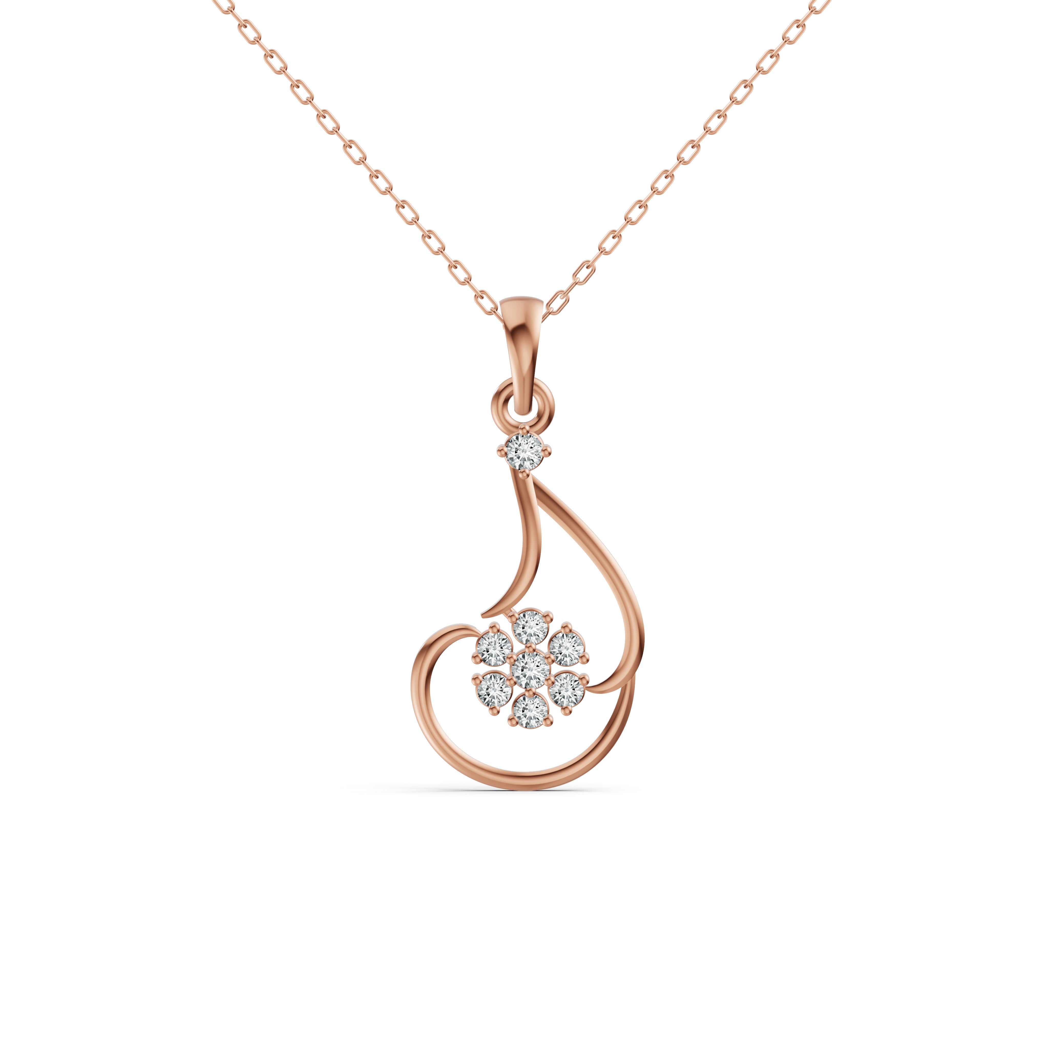Floral Curve Diamond Pendant
