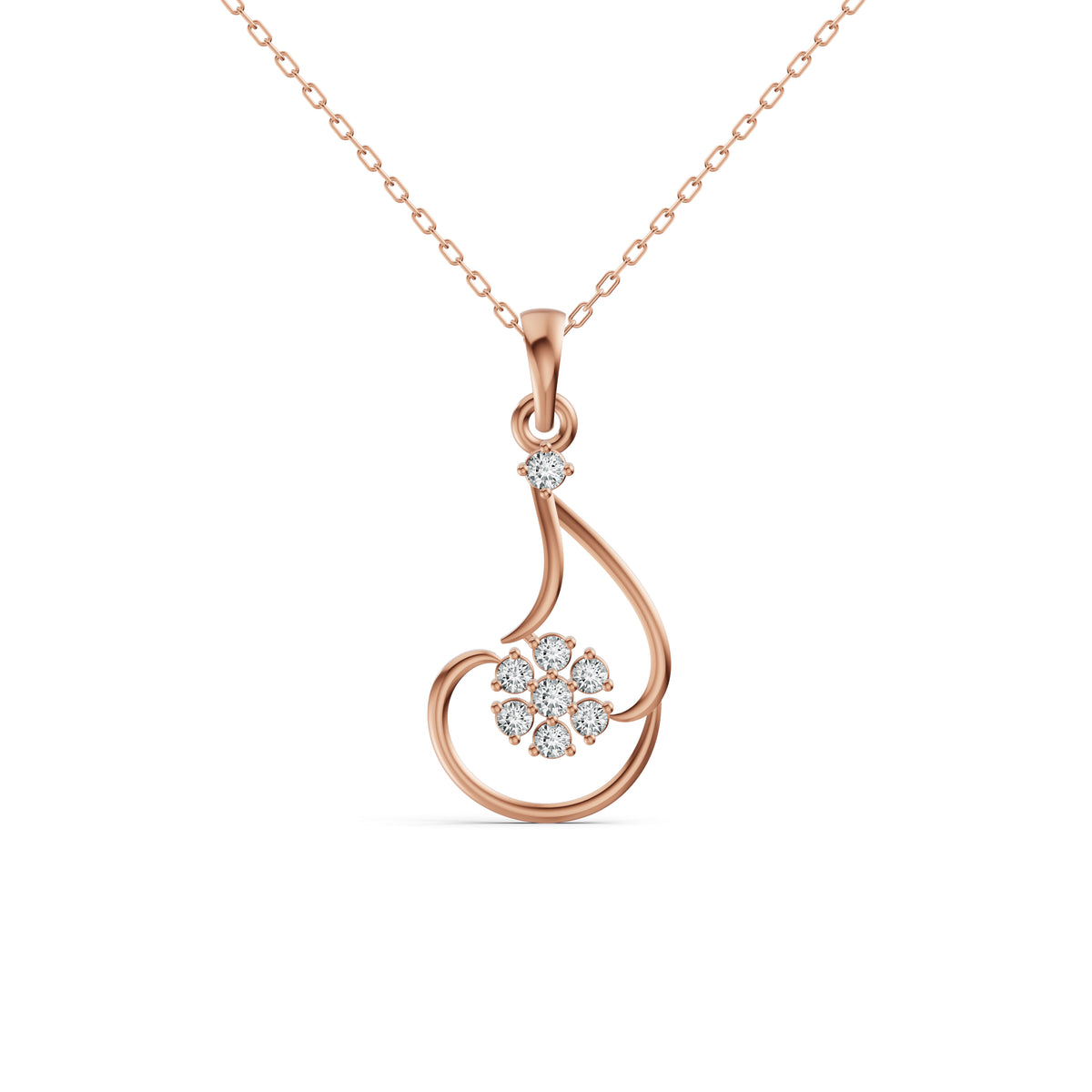 Floral Curve Diamond Pendant