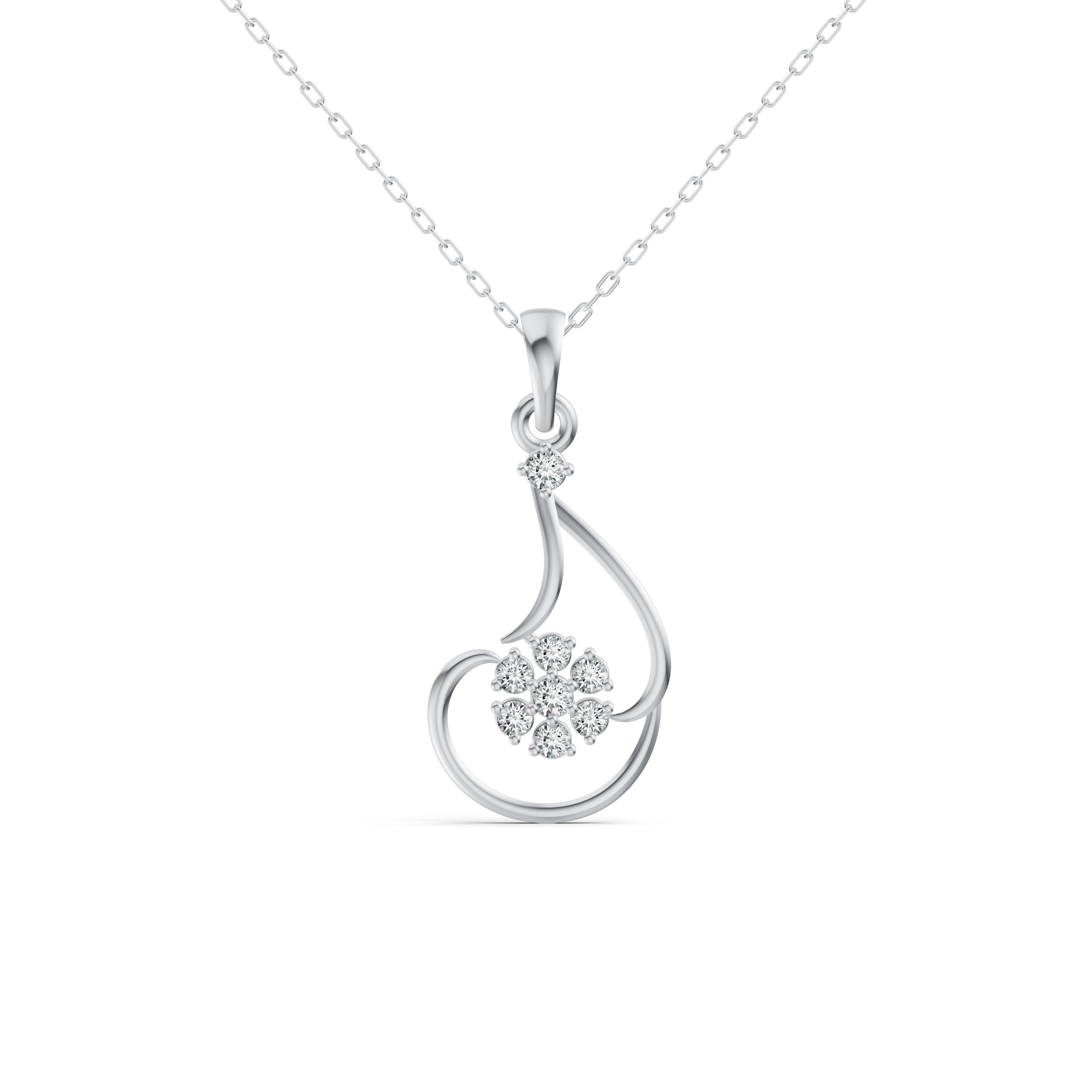 Floral Curve Diamond Pendant