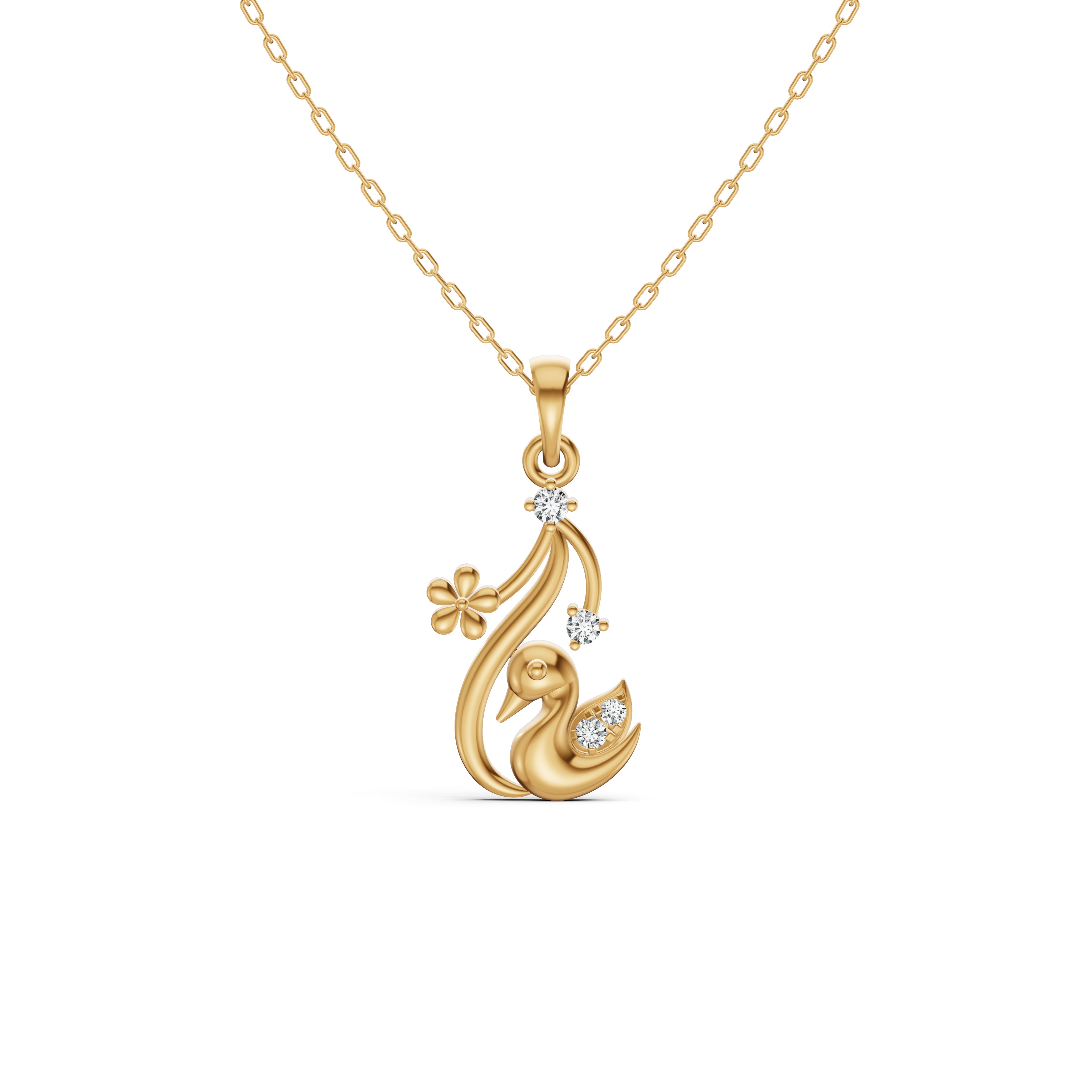 Swan Bloom Diamond Pendant