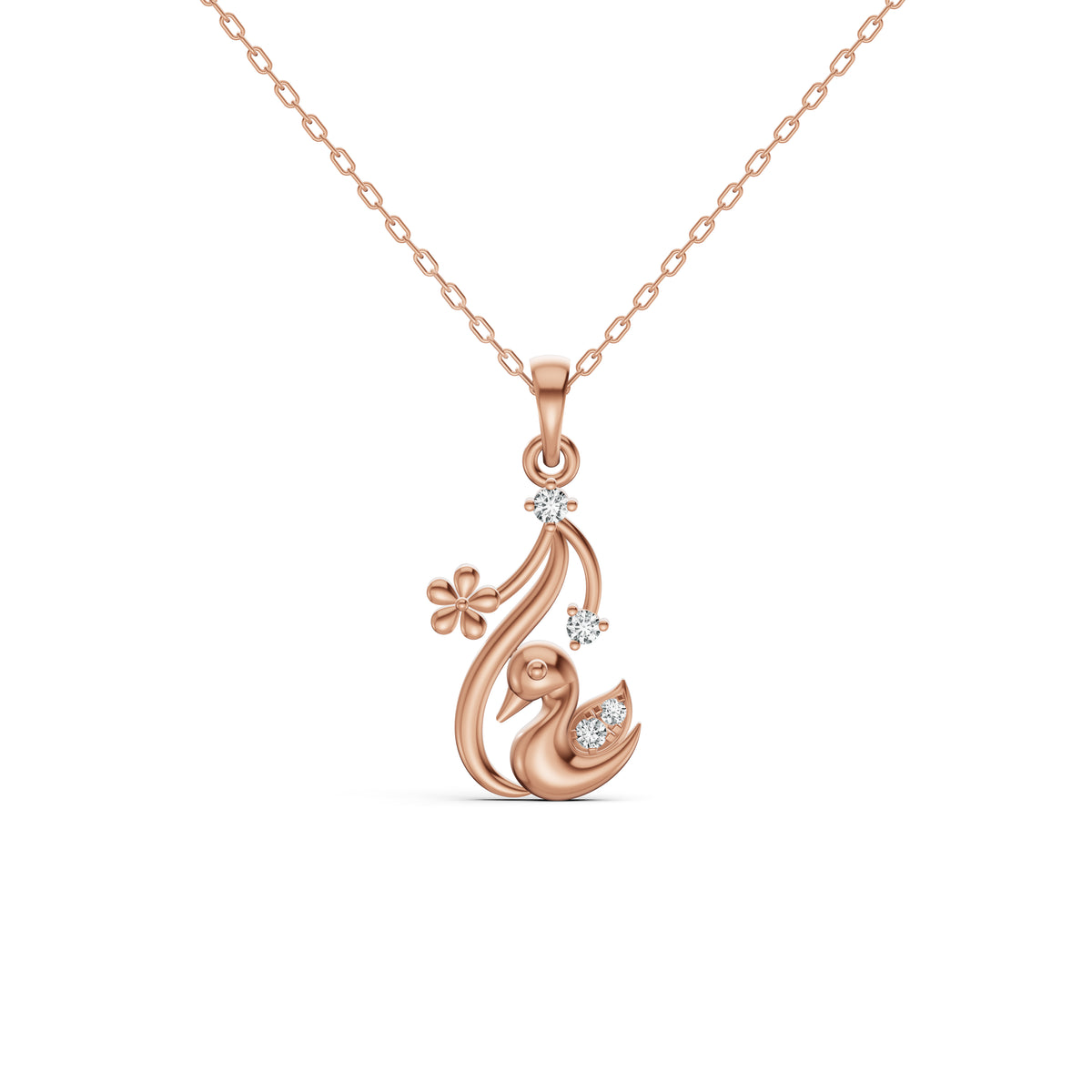 Swan Bloom Diamond Pendant