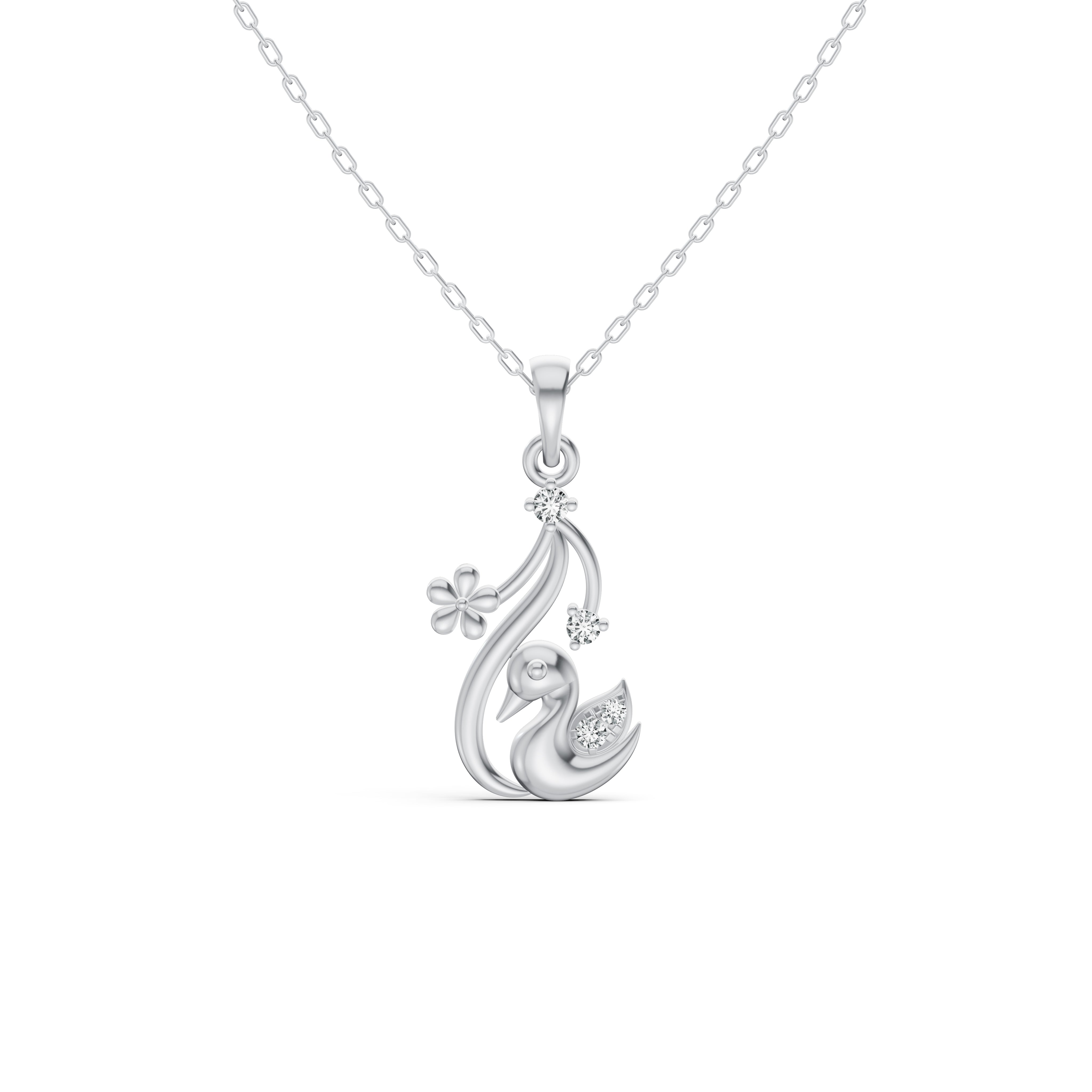 Swan Bloom Diamond Pendant