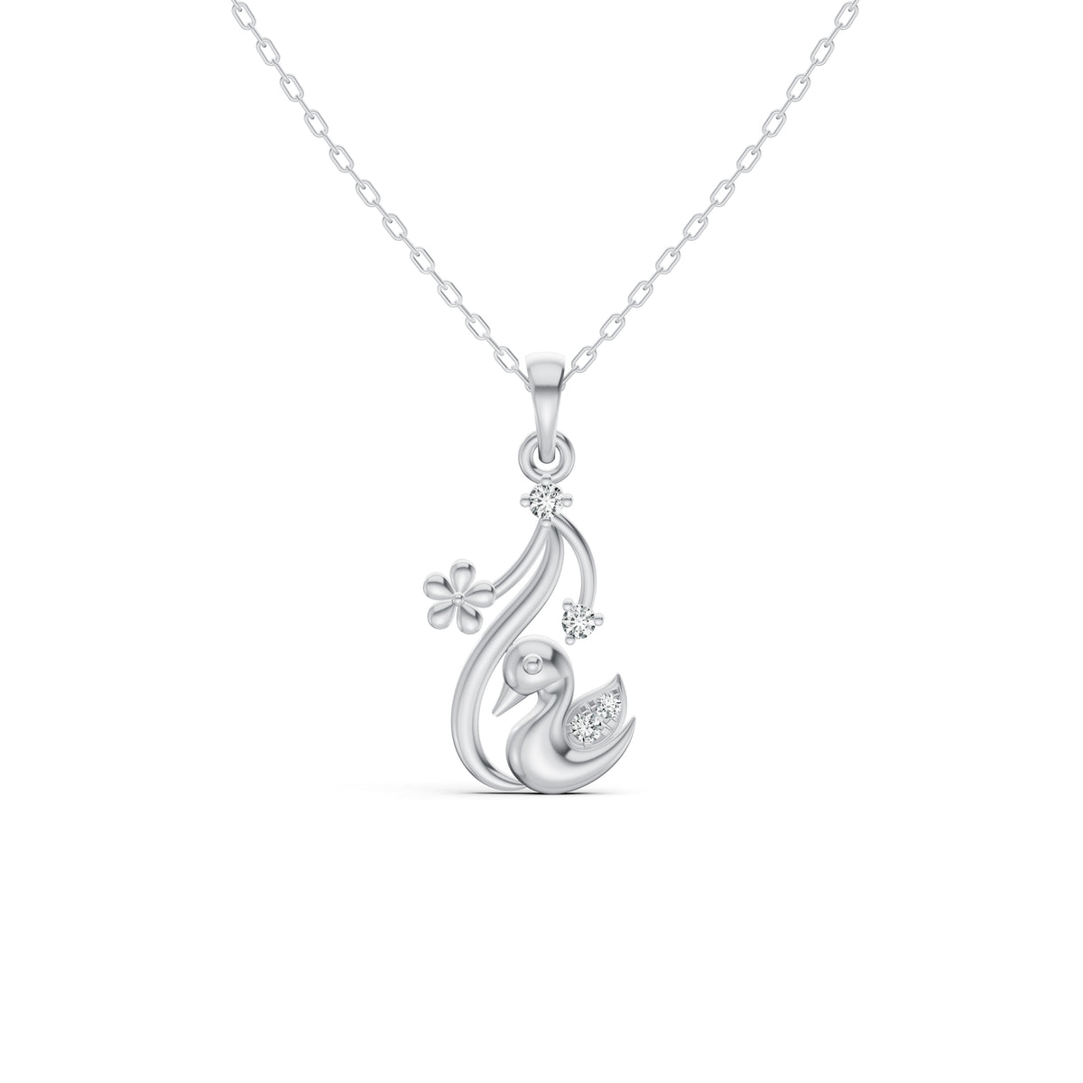 Swan Bloom Diamond Pendant
