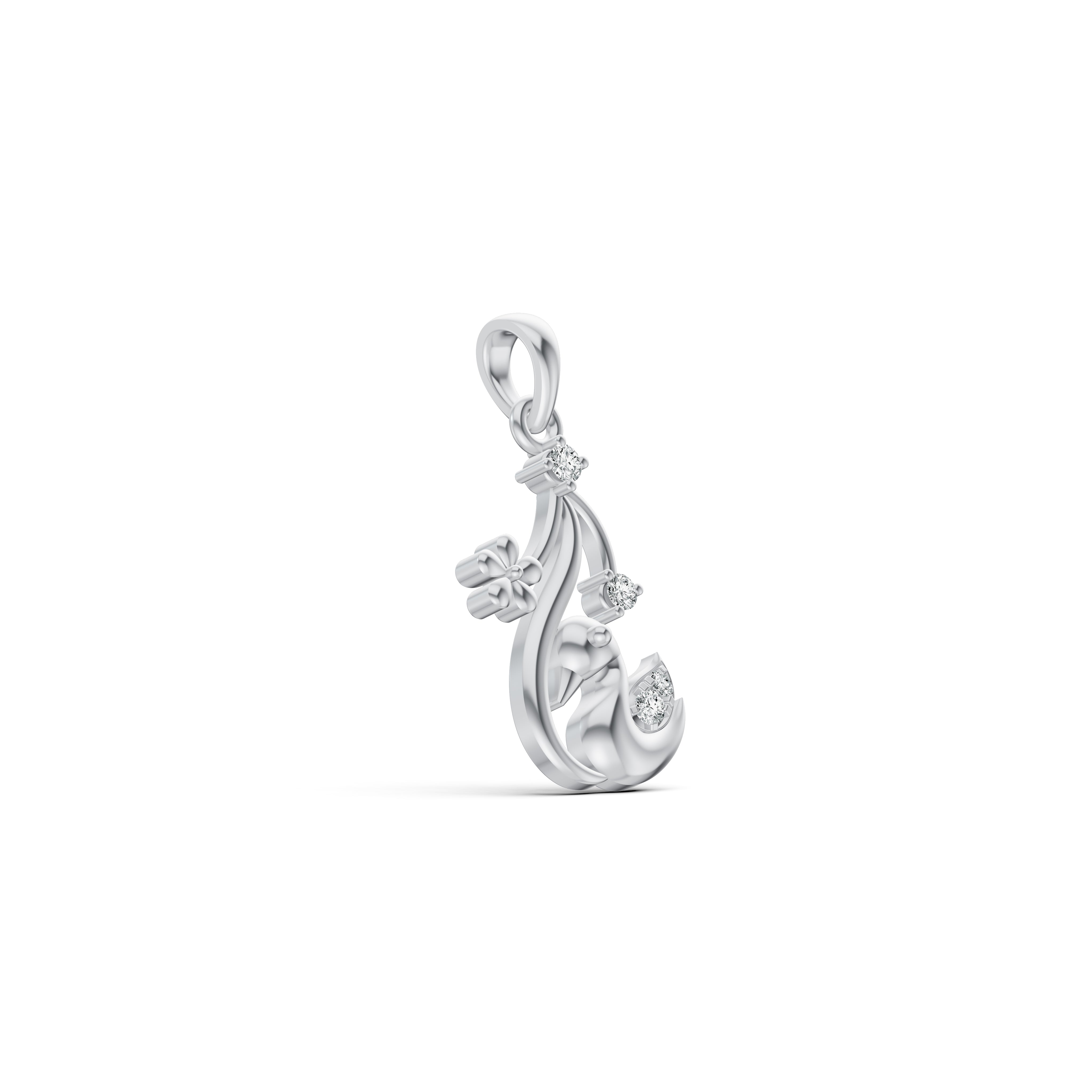 Swan Bloom Diamond Pendant