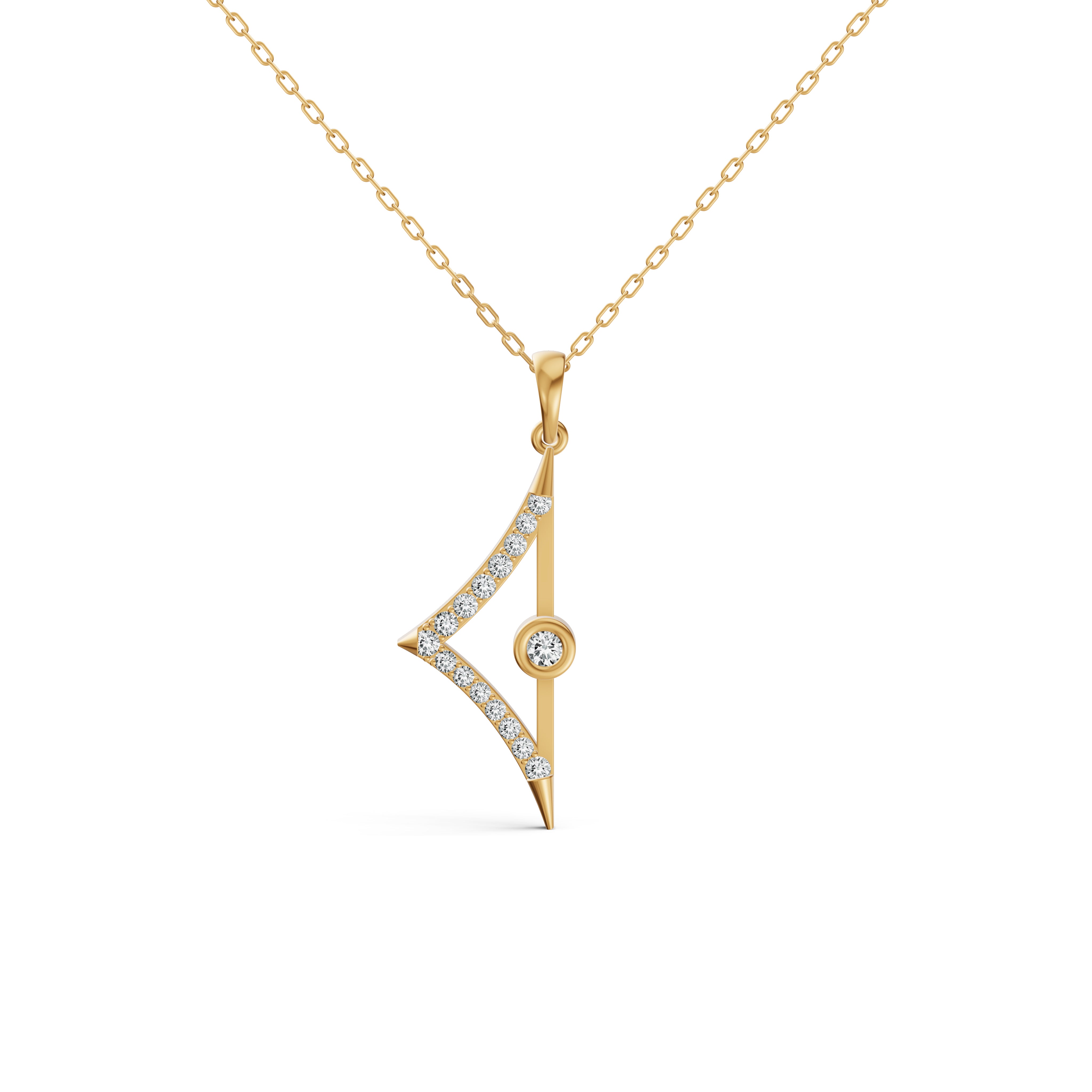 Triangular Edge Stud Diamond Pendant