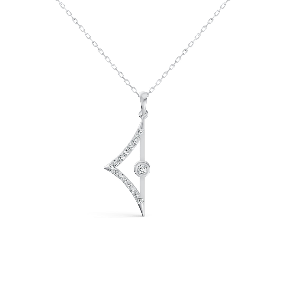 Triangular Edge Stud Diamond Pendant