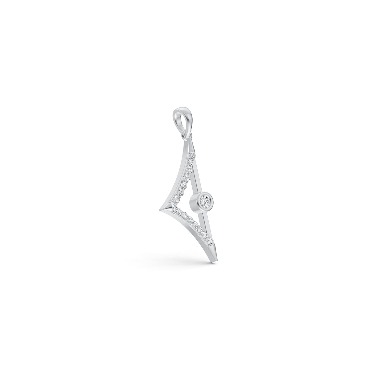 Triangular Edge Stud Diamond Pendant