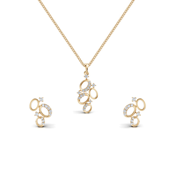 Cosmic Orbit Cluster Diamond Pendant & Earring Set