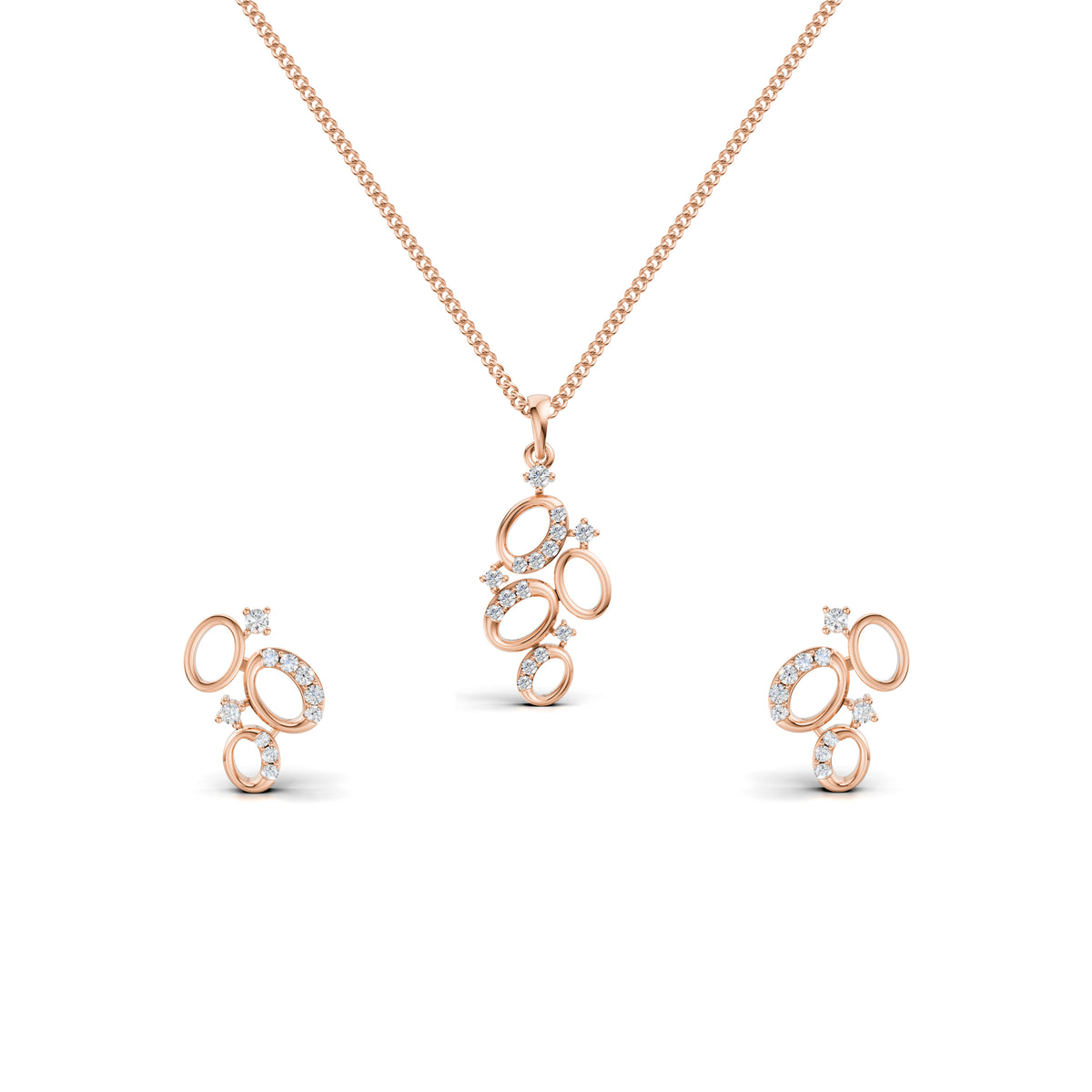 Cosmic Orbit Cluster Diamond Pendant & Earring Set