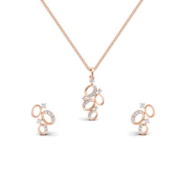 Cosmic Orbit Cluster Diamond Pendant & Earring Set