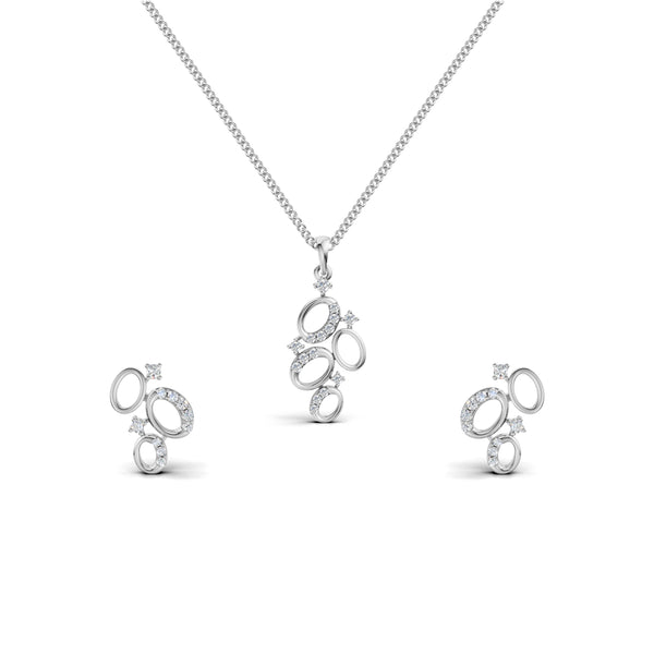 Cosmic Orbit Cluster Diamond Pendant & Earring Set