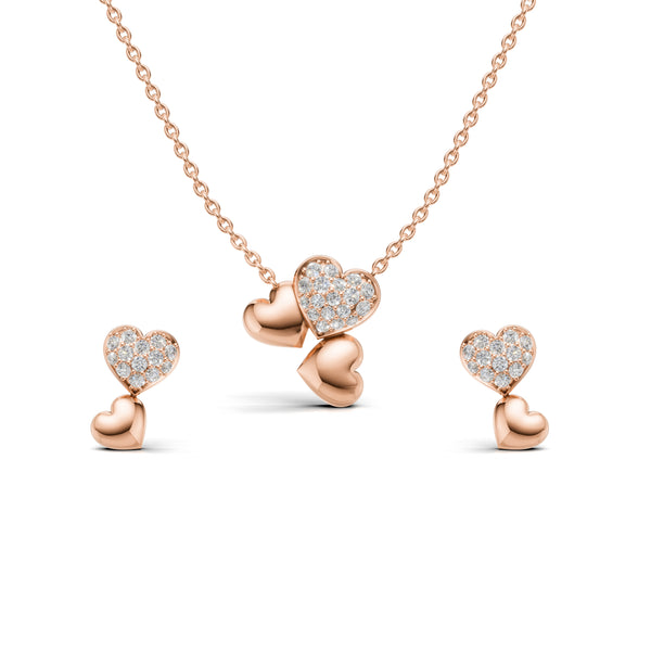 Eternal Hearts Diamond Pendant & Earring Set