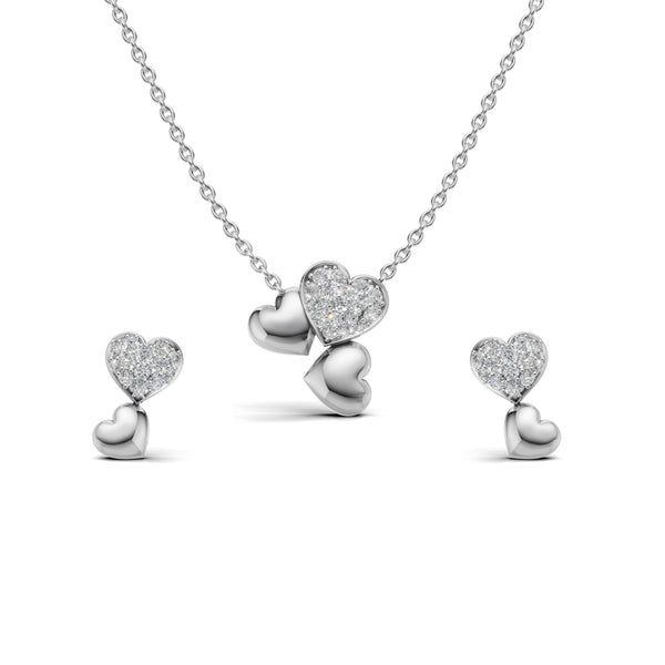 Eternal Hearts Diamond Pendant & Earring Set