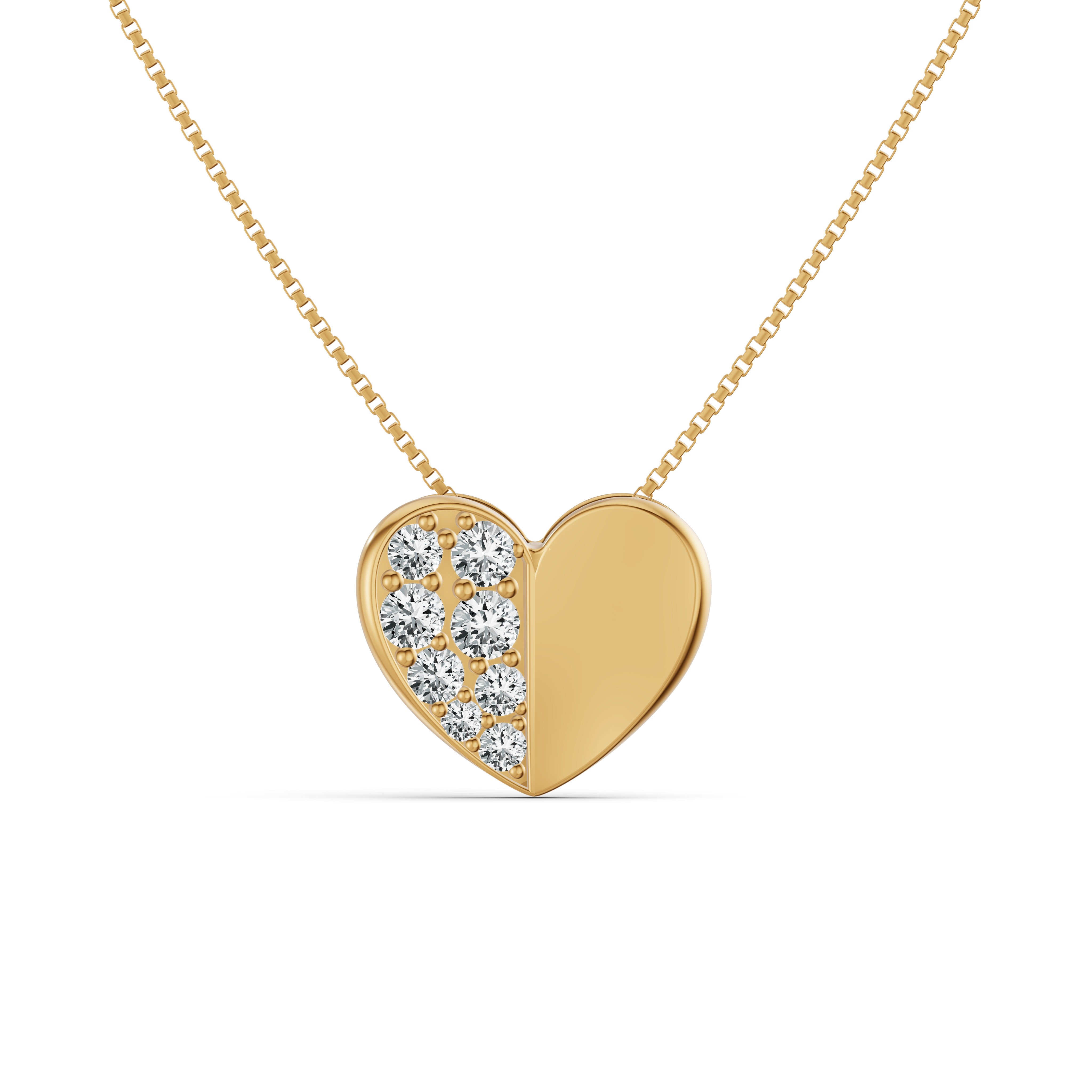 Half Diamond Heart Pendant
