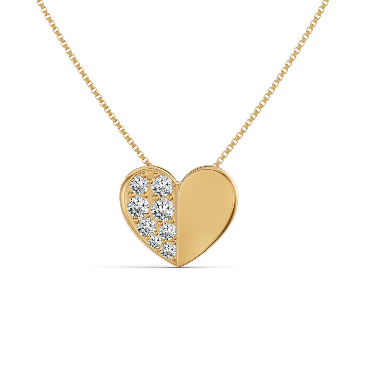Half Diamond Heart Pendant