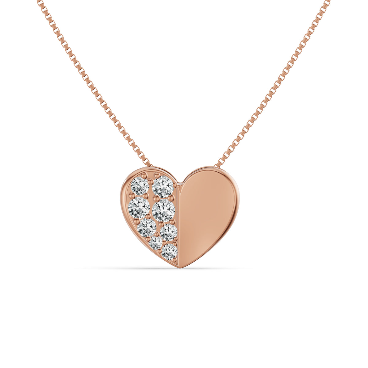 Half Diamond Heart Pendant