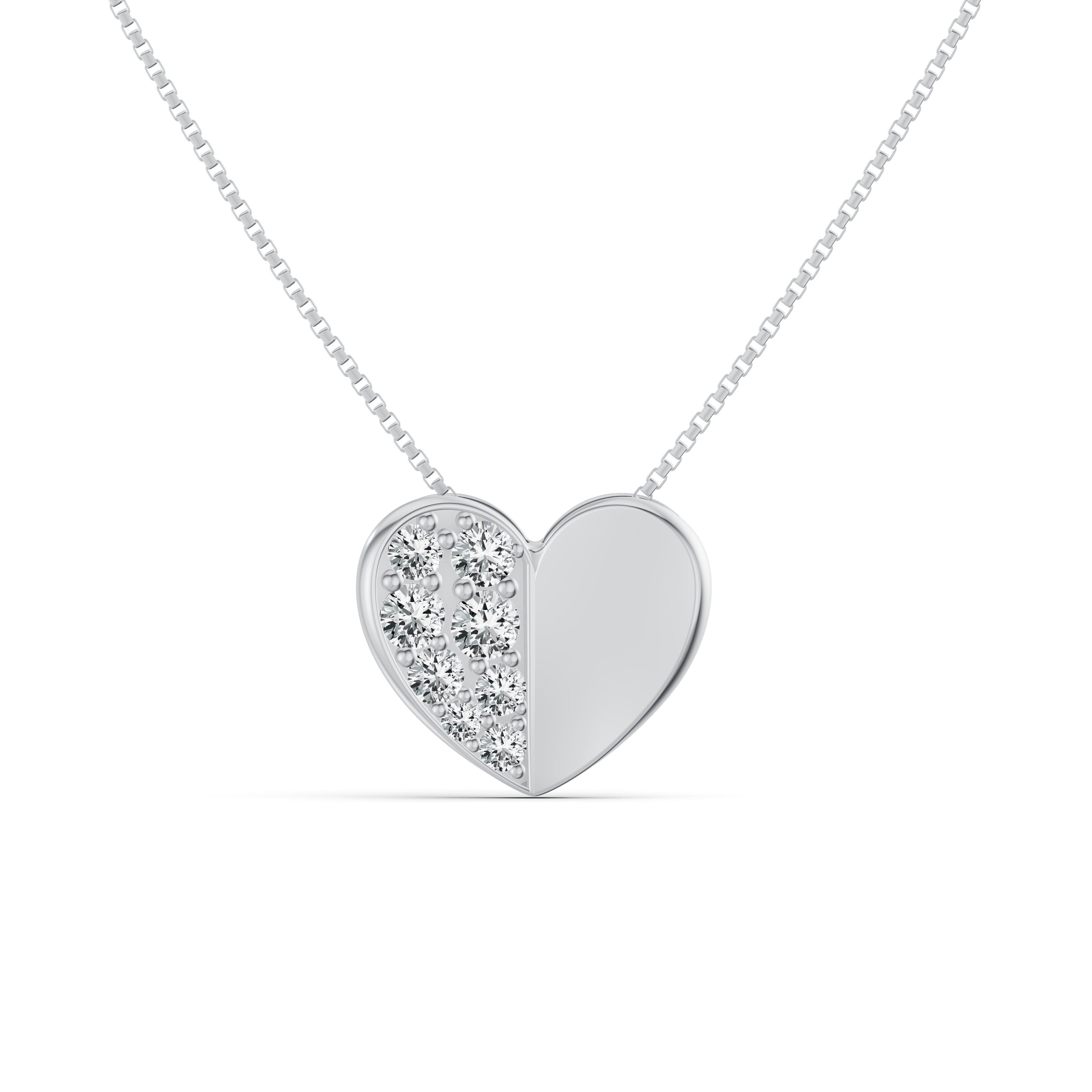 Half Diamond Heart Pendant