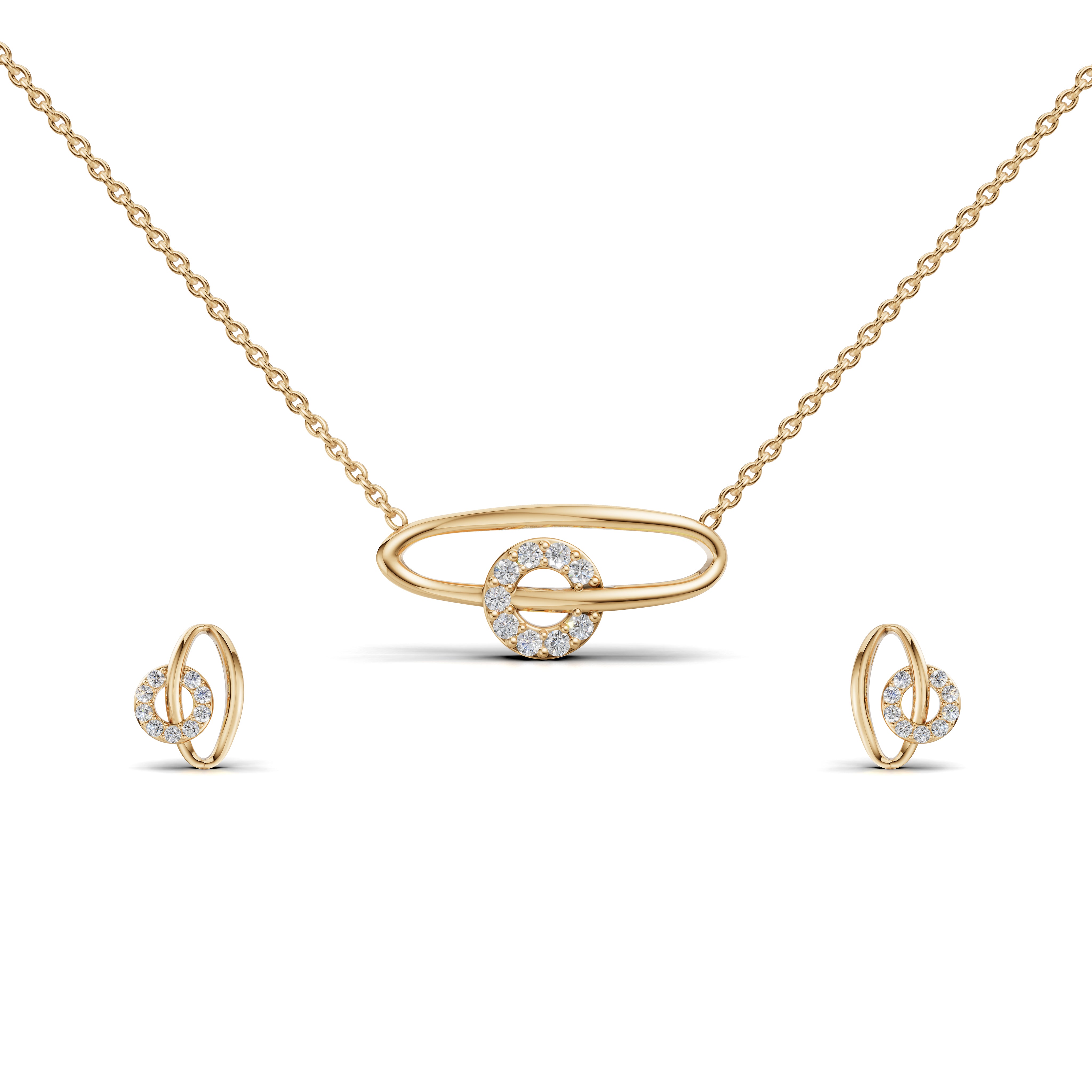 Eternal Link Diamond Pendant & Earring Set